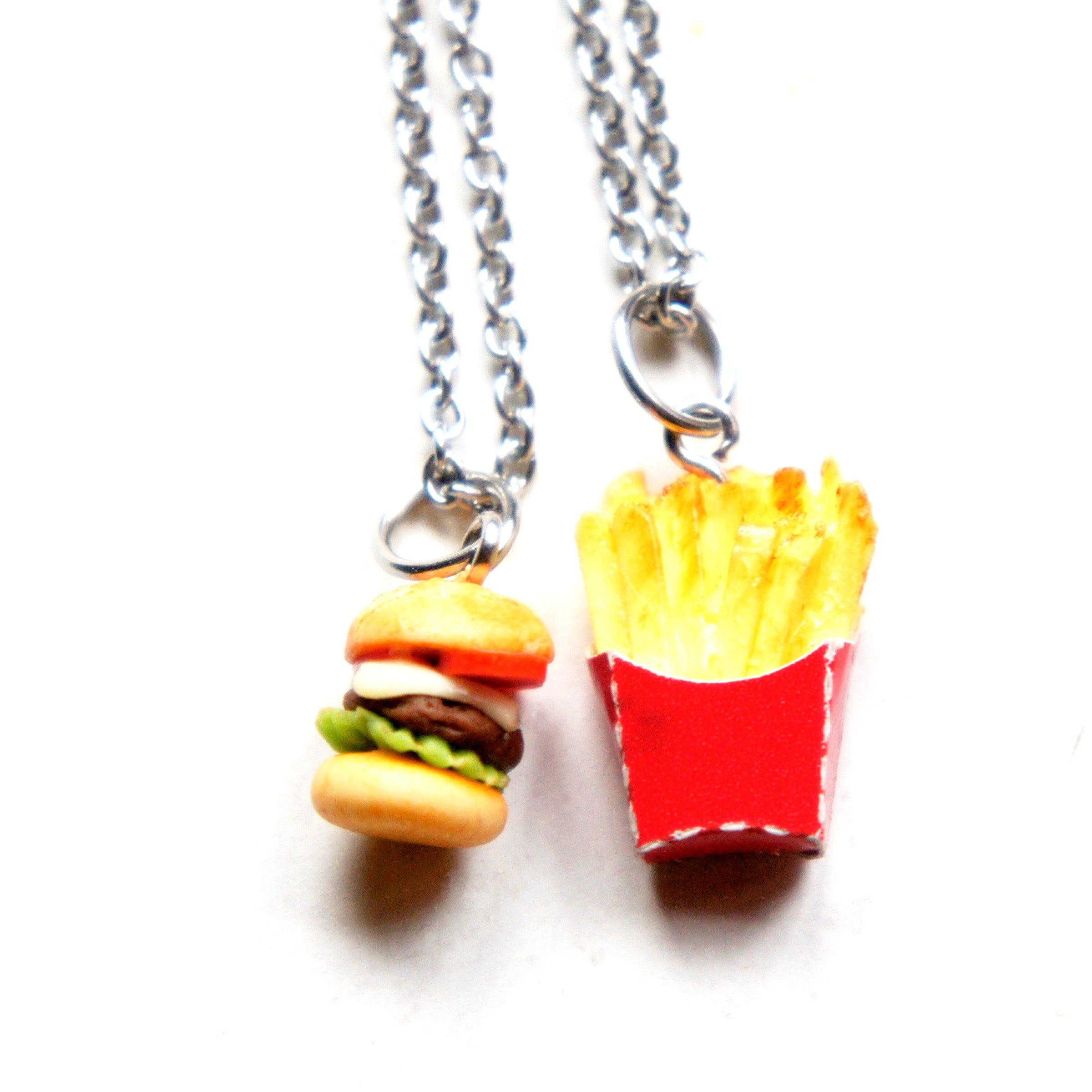 Burger and Fries Friendship Necklace Set