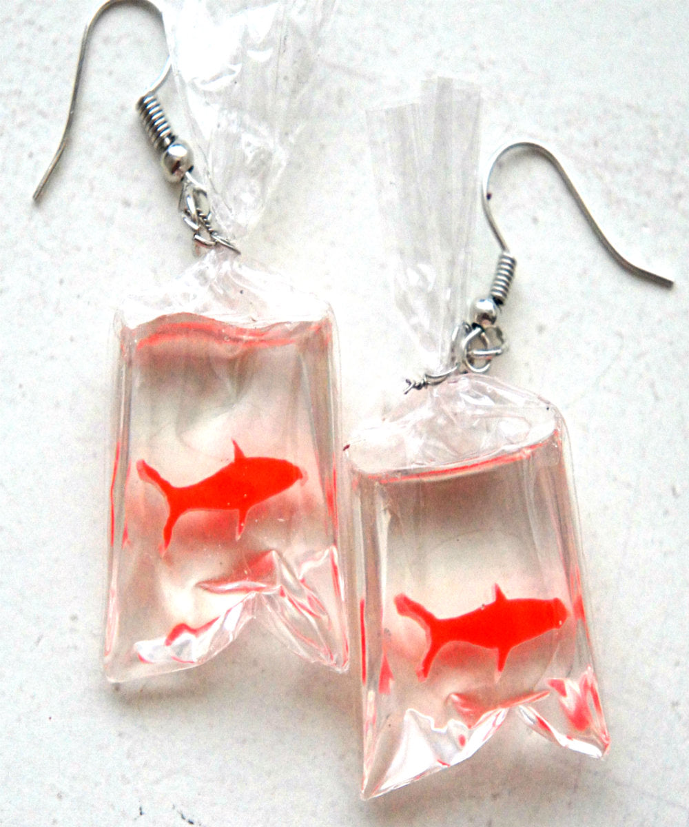 Goldfish In a bag Dangle Earrings - Jillicious charms and accessories