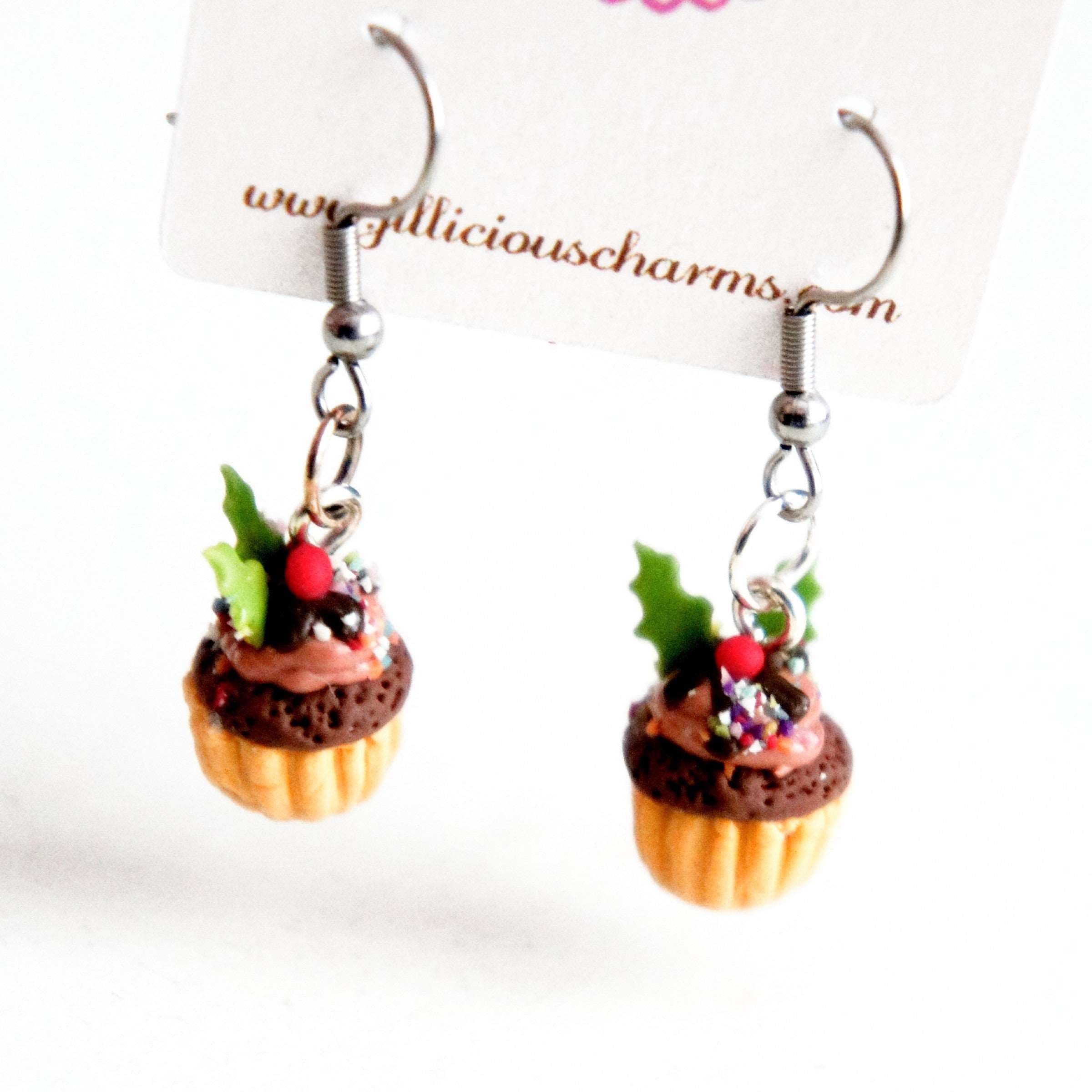 Christmas Cupcake Dangle Earrings - Jillicious charms and accessories