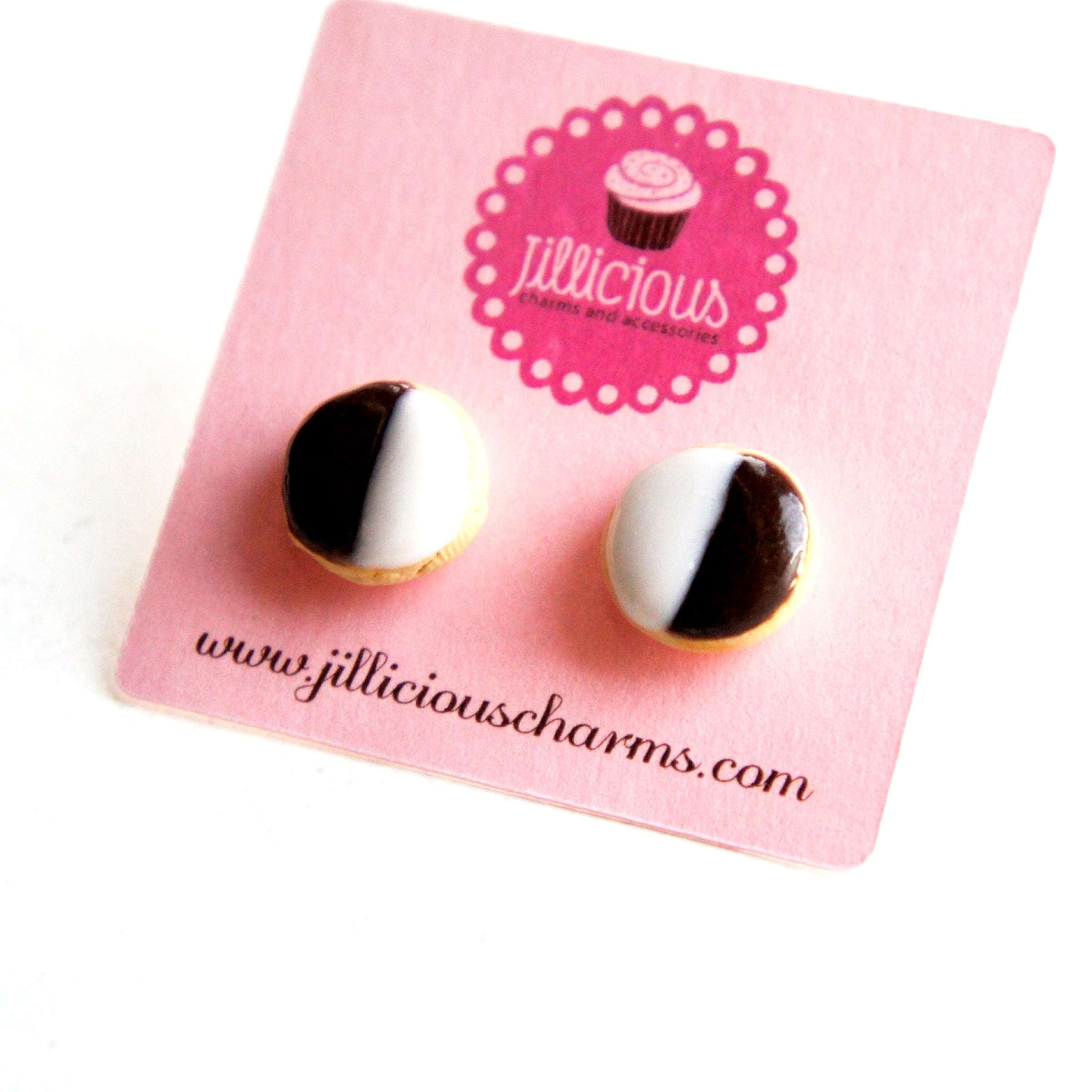 Black and White Cookies Stud Earrings - Jillicious charms and accessories
