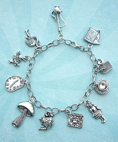 Alice in Wonderland Inspired Charm Bracelet - Jillicious charms and accessories