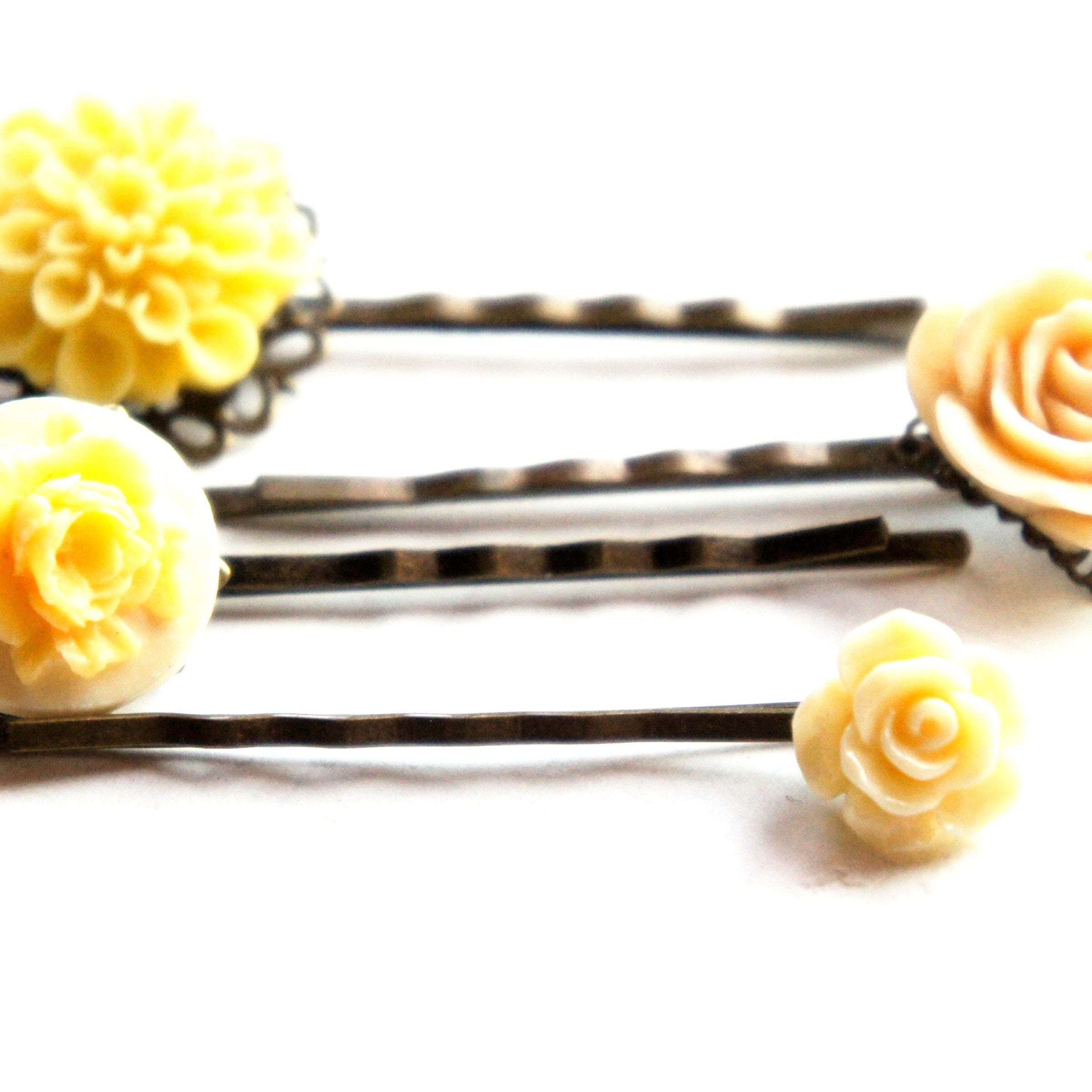 Shades of Yellow Flower Hair Clips