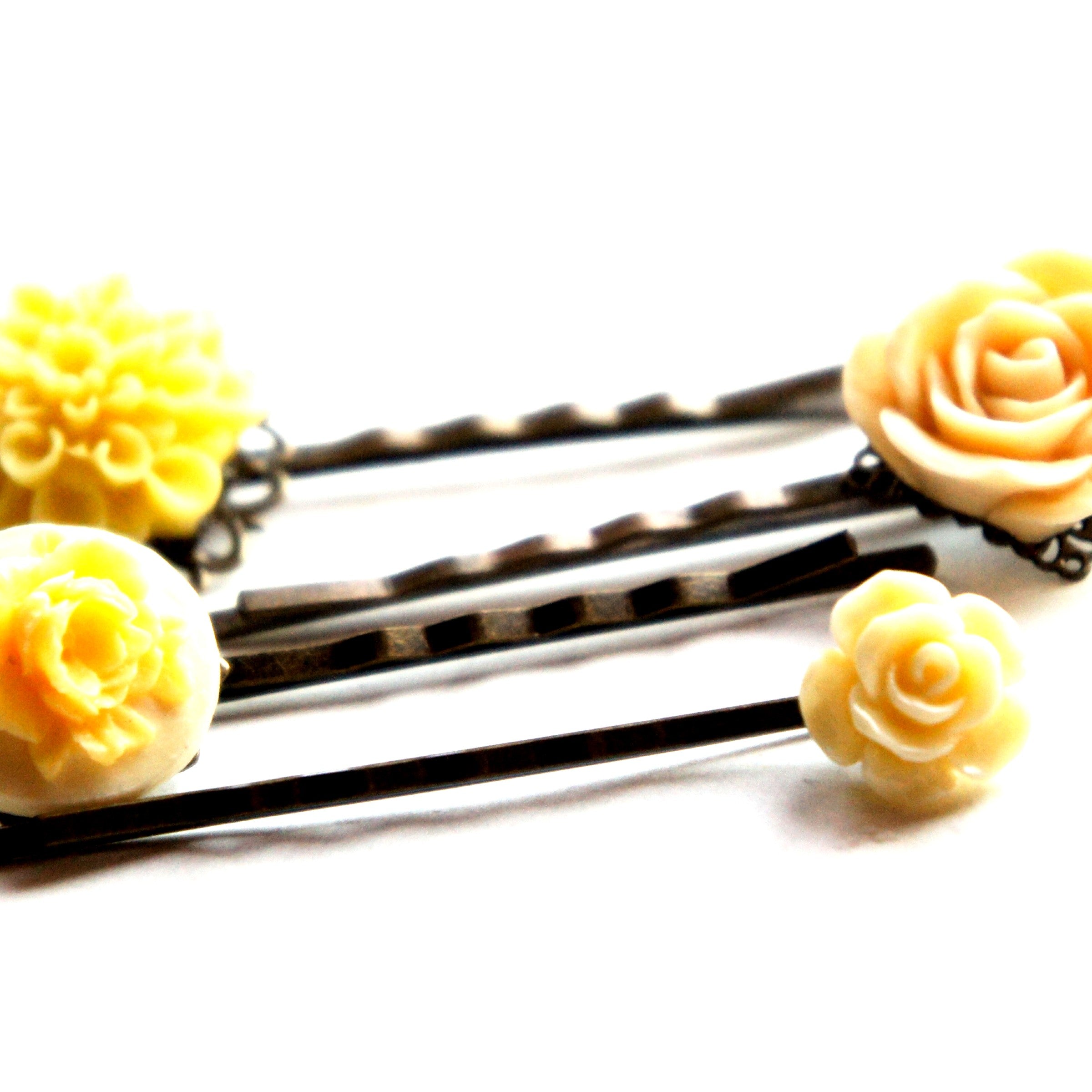 Shades of Yellow Flower Hair Clips