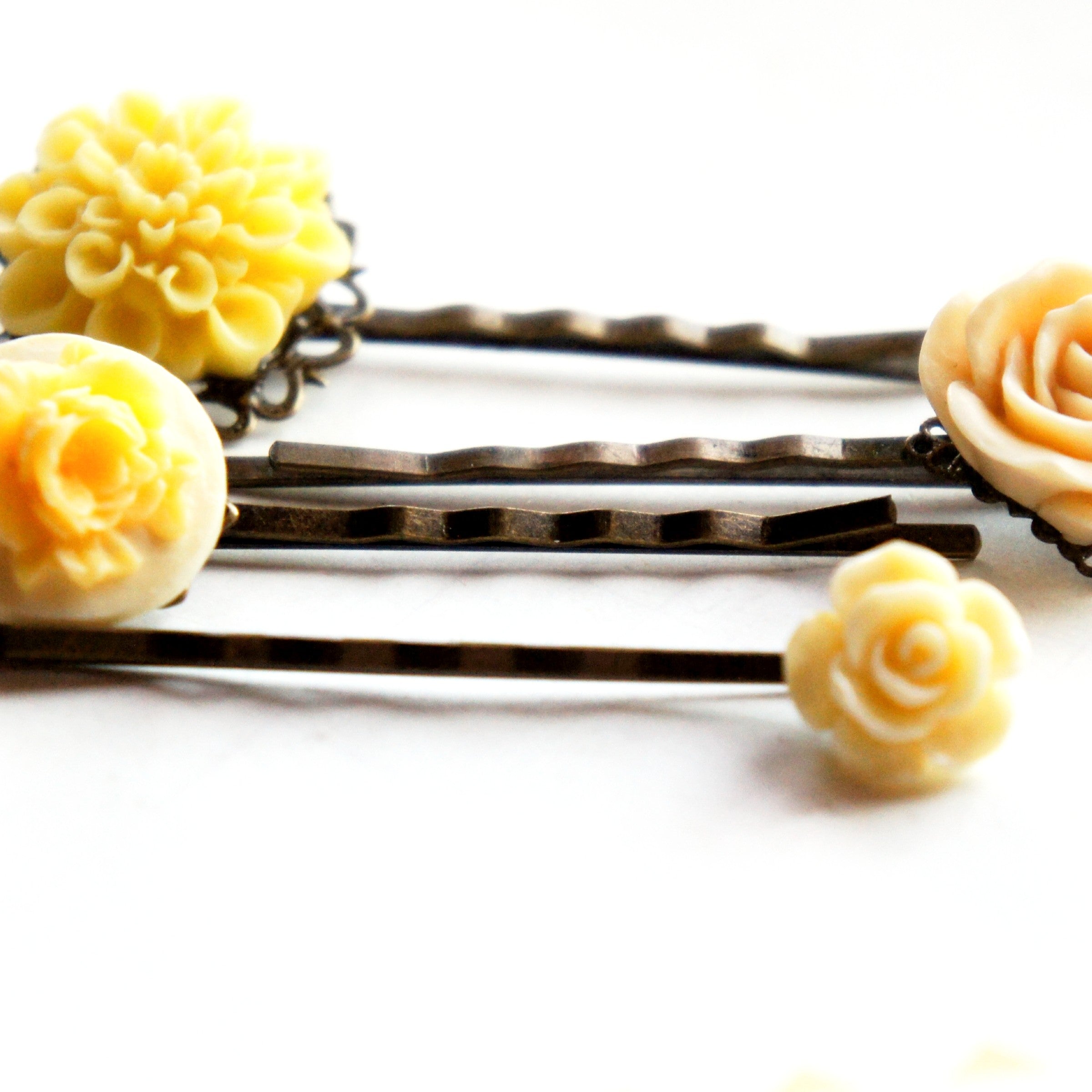 Shades of Yellow Flower Hair Clips