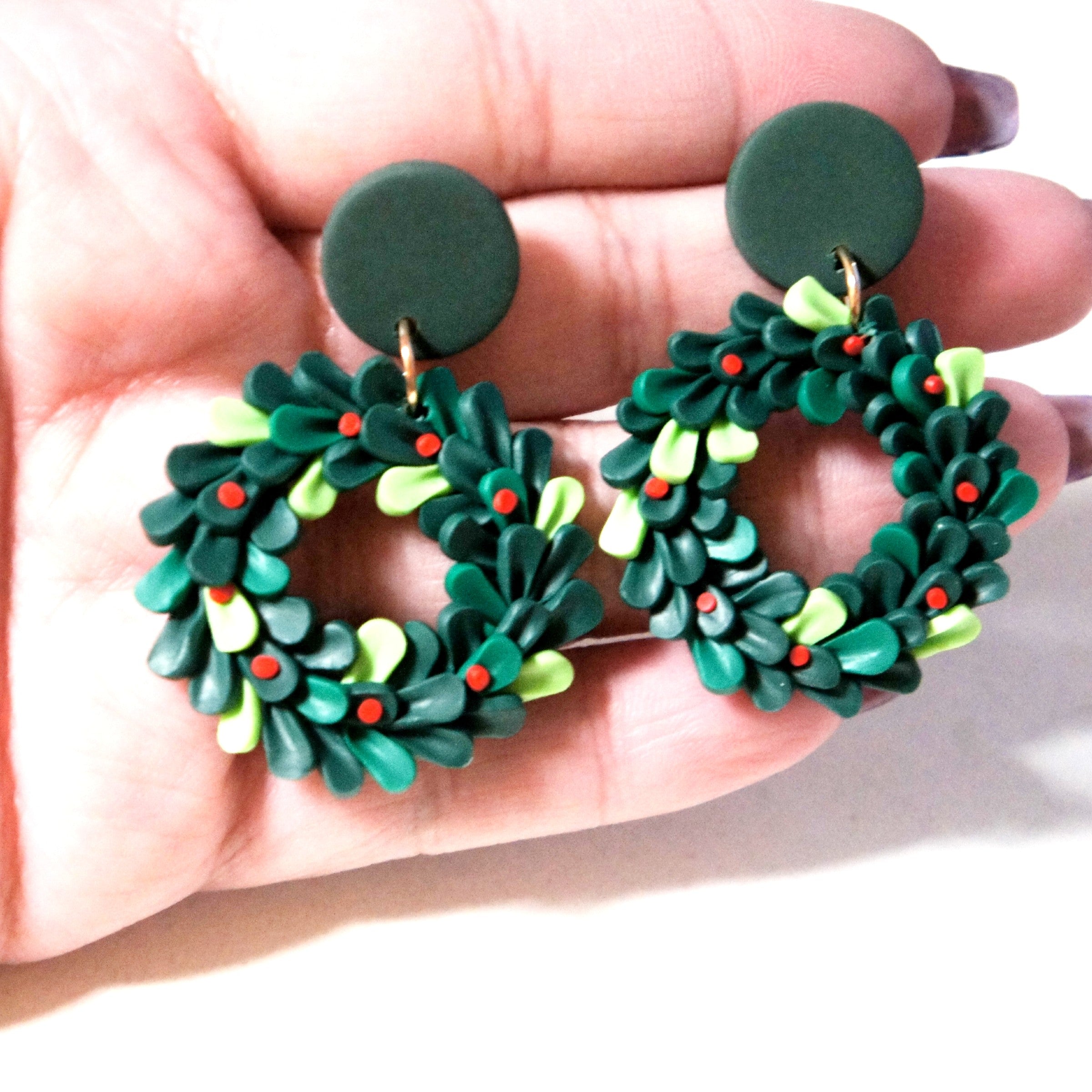 Holiday Wreath Dangle Earrings