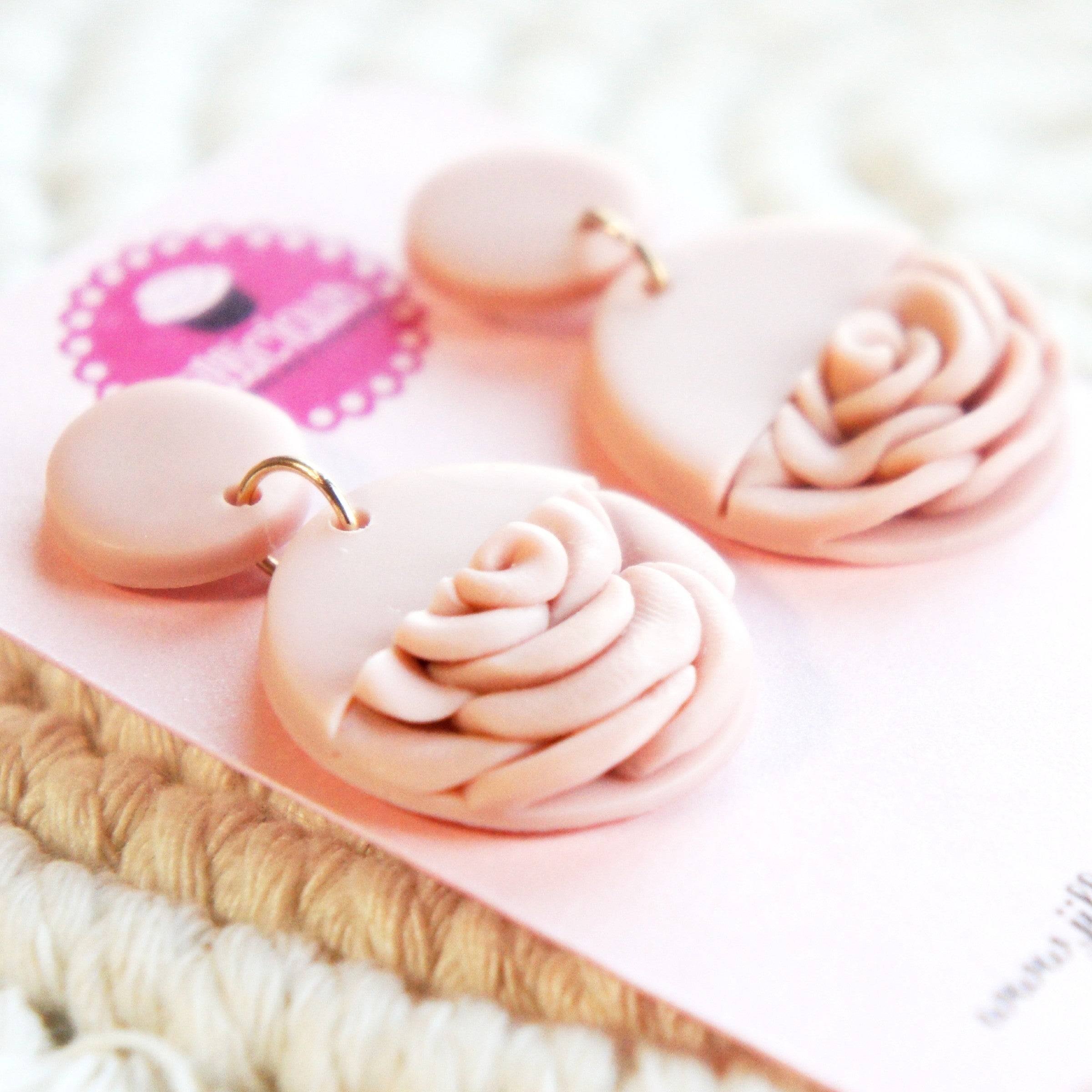 Pink Rose Dangle Earrings