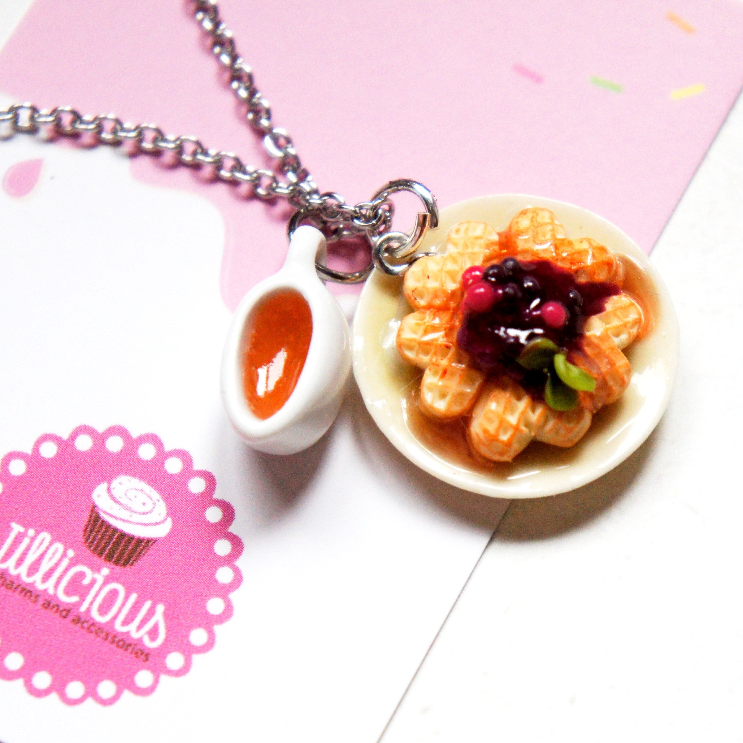 Waffle and Syrup Necklace