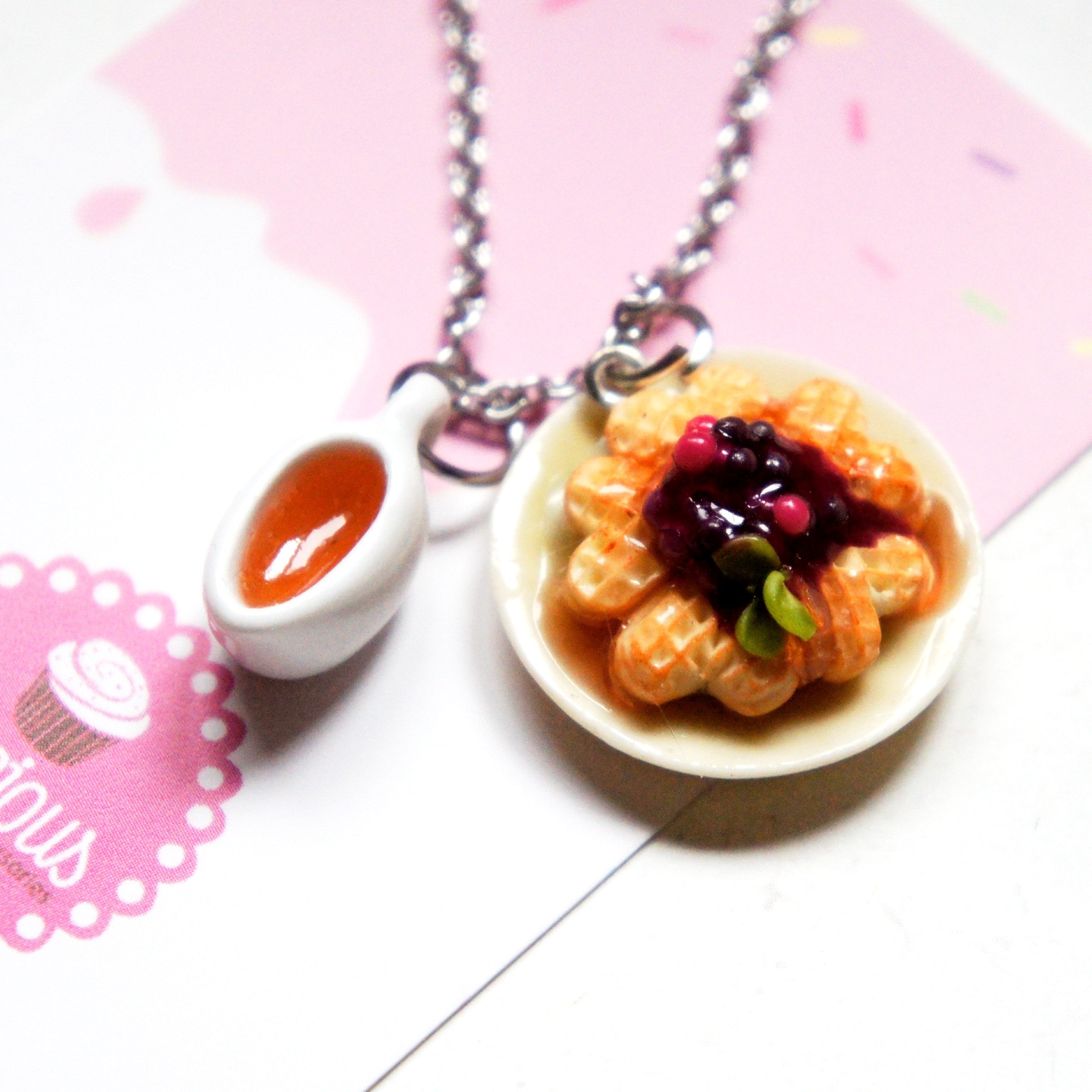 Waffle and Syrup Necklace