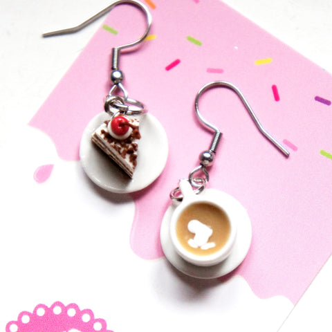 Cake and Coffee Dangle Earrings
