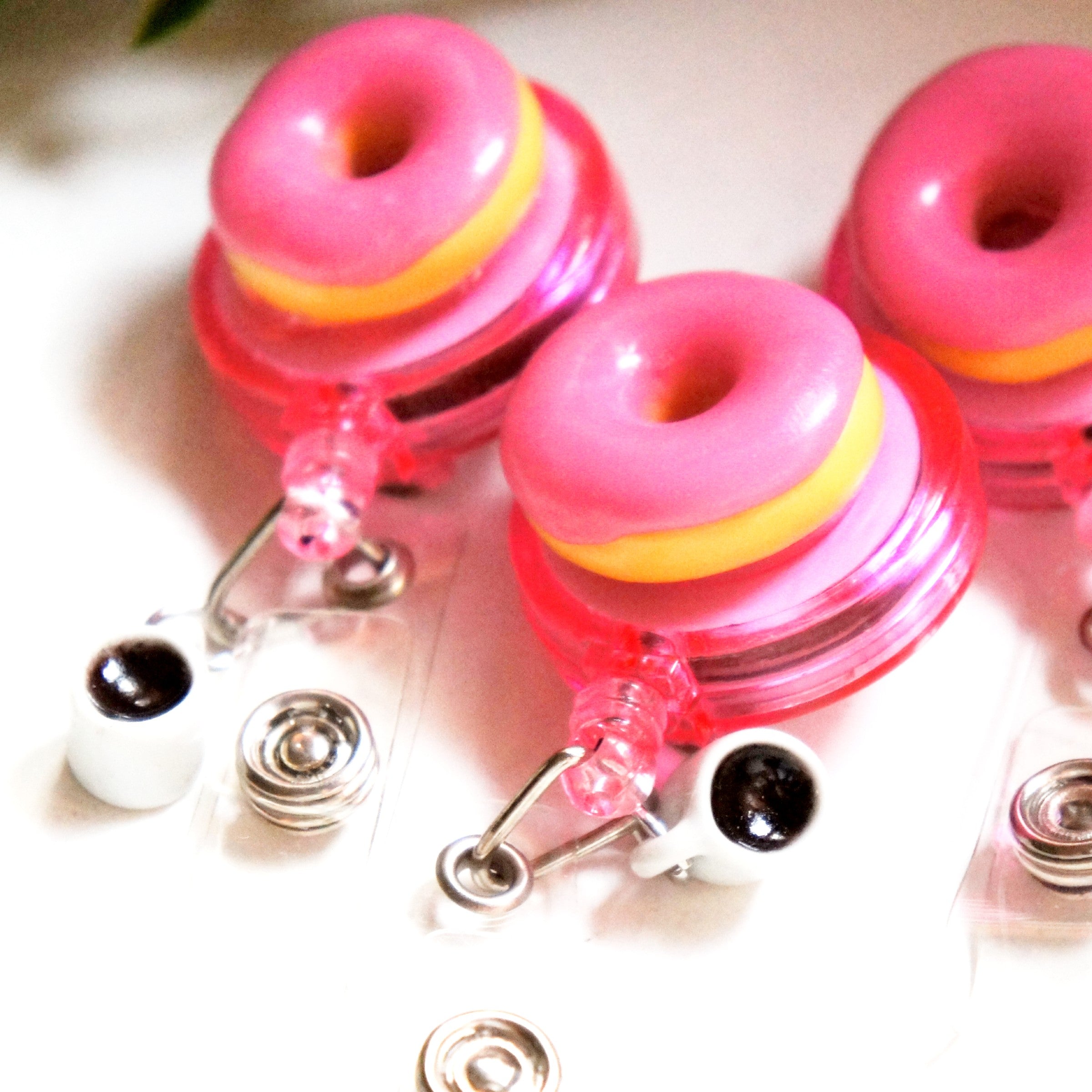 Donut and Coffee ID badge reel