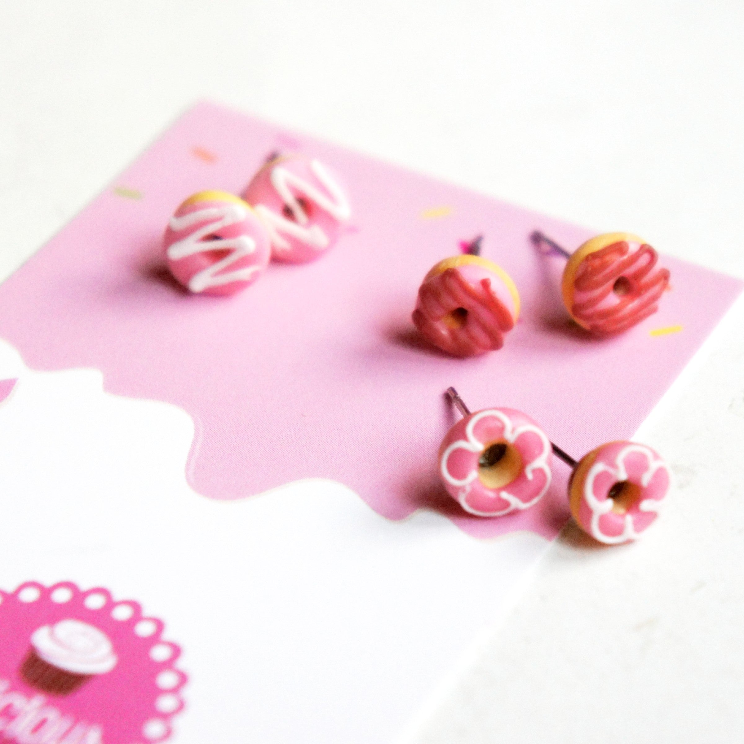 Strawberry Donuts Earrings Set