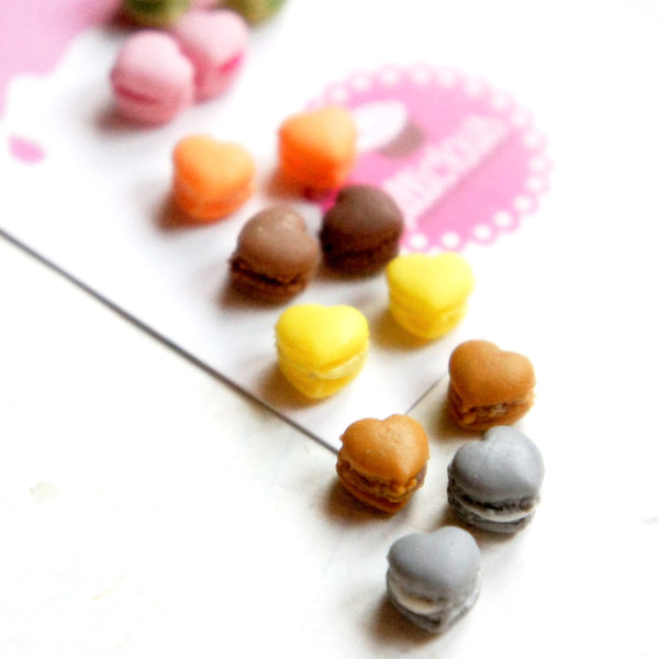 French Macaron Hearts Stud Earrings