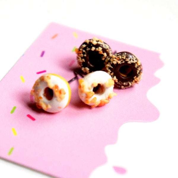 Chocolate Nut Donut Earrings