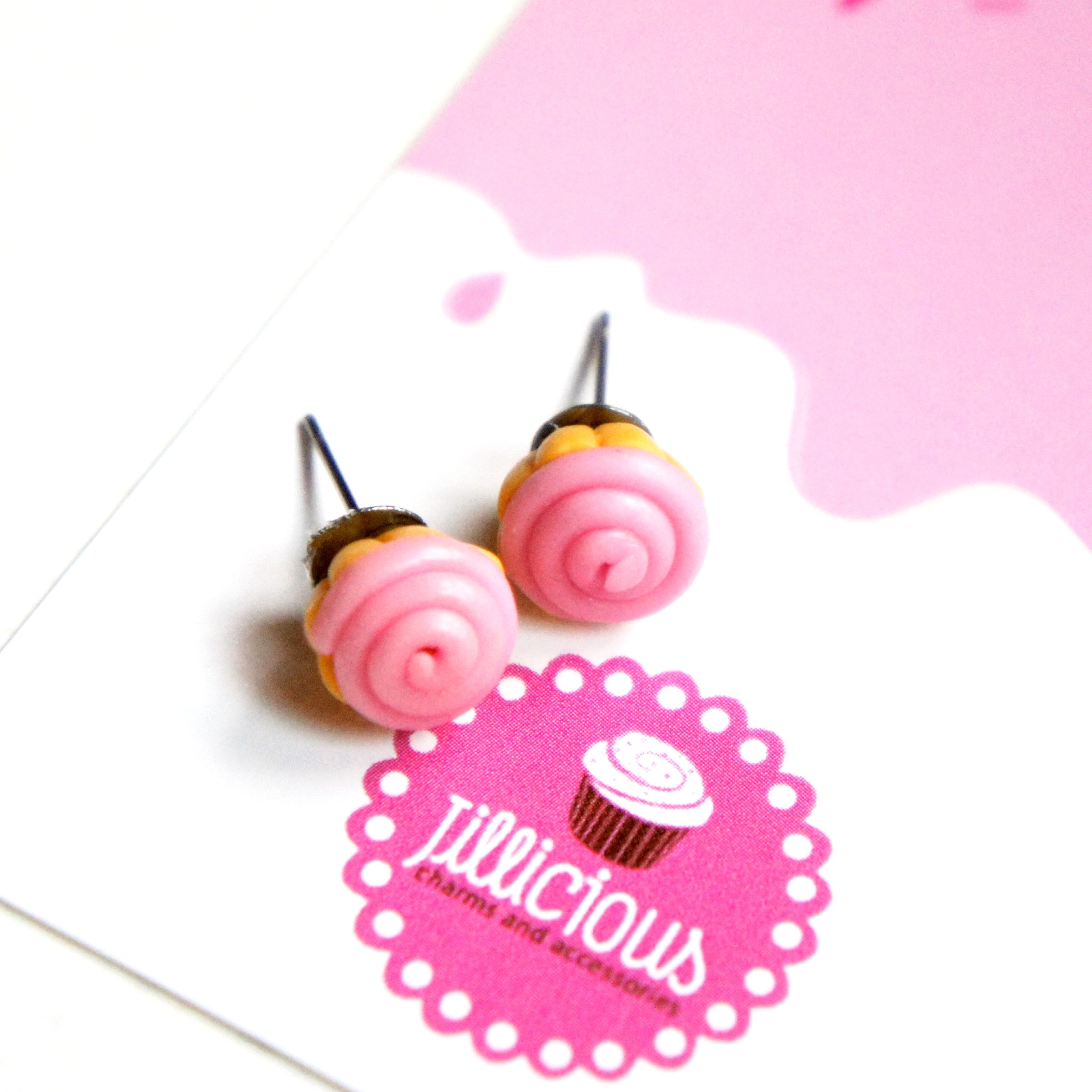 Pink Cupcake Stud Earrings