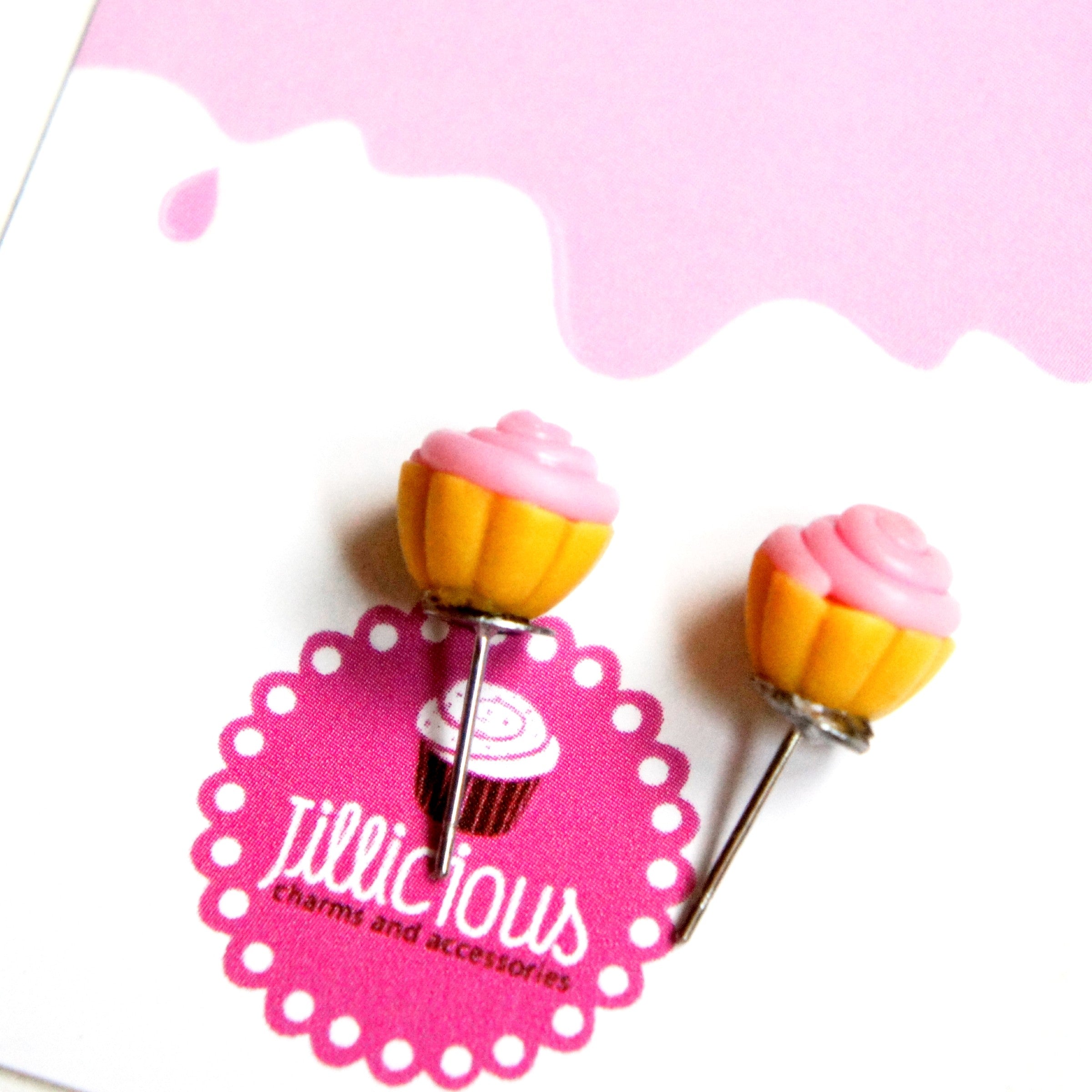 Pink Cupcake Stud Earrings