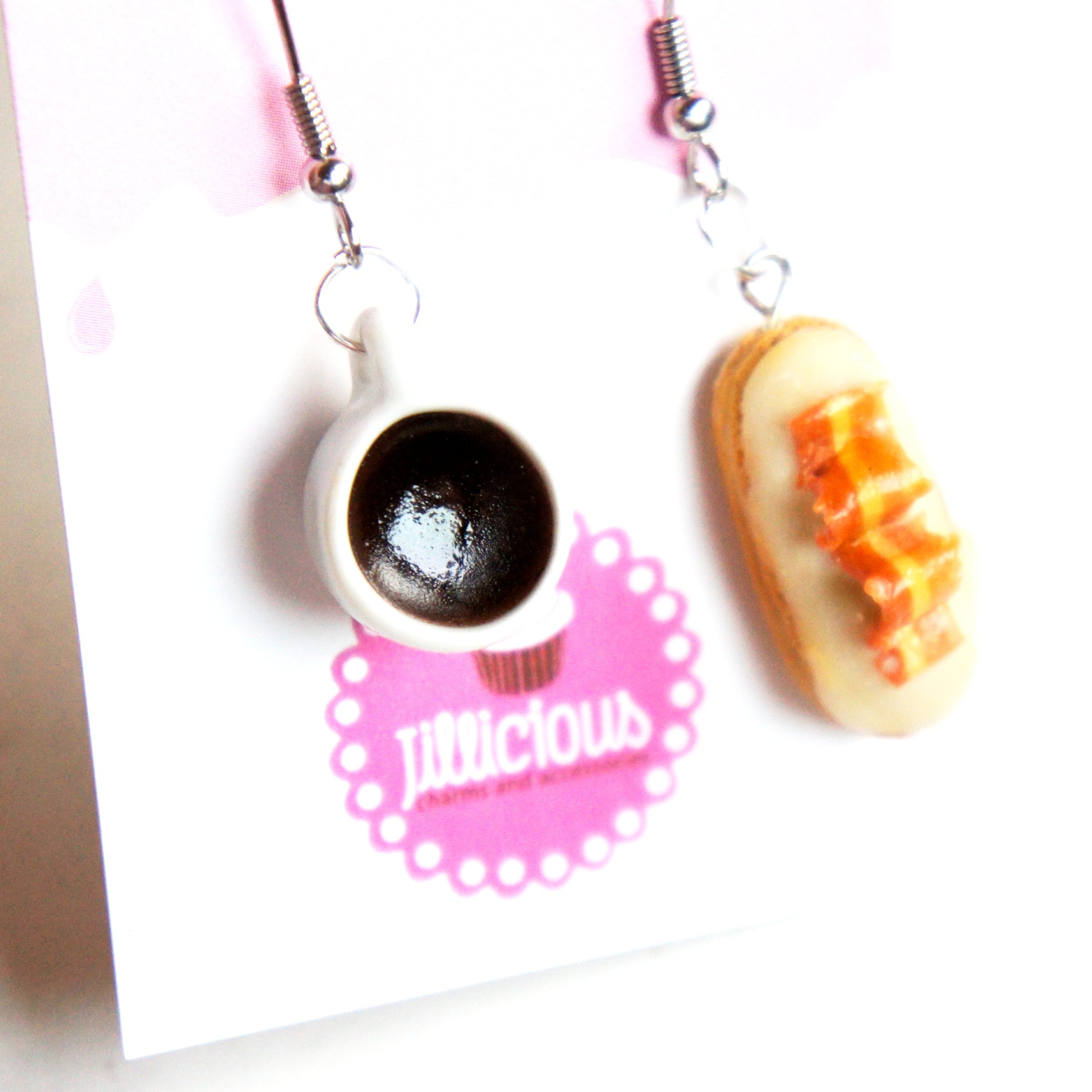 Maple Bacon Donut and Coffee Earrings