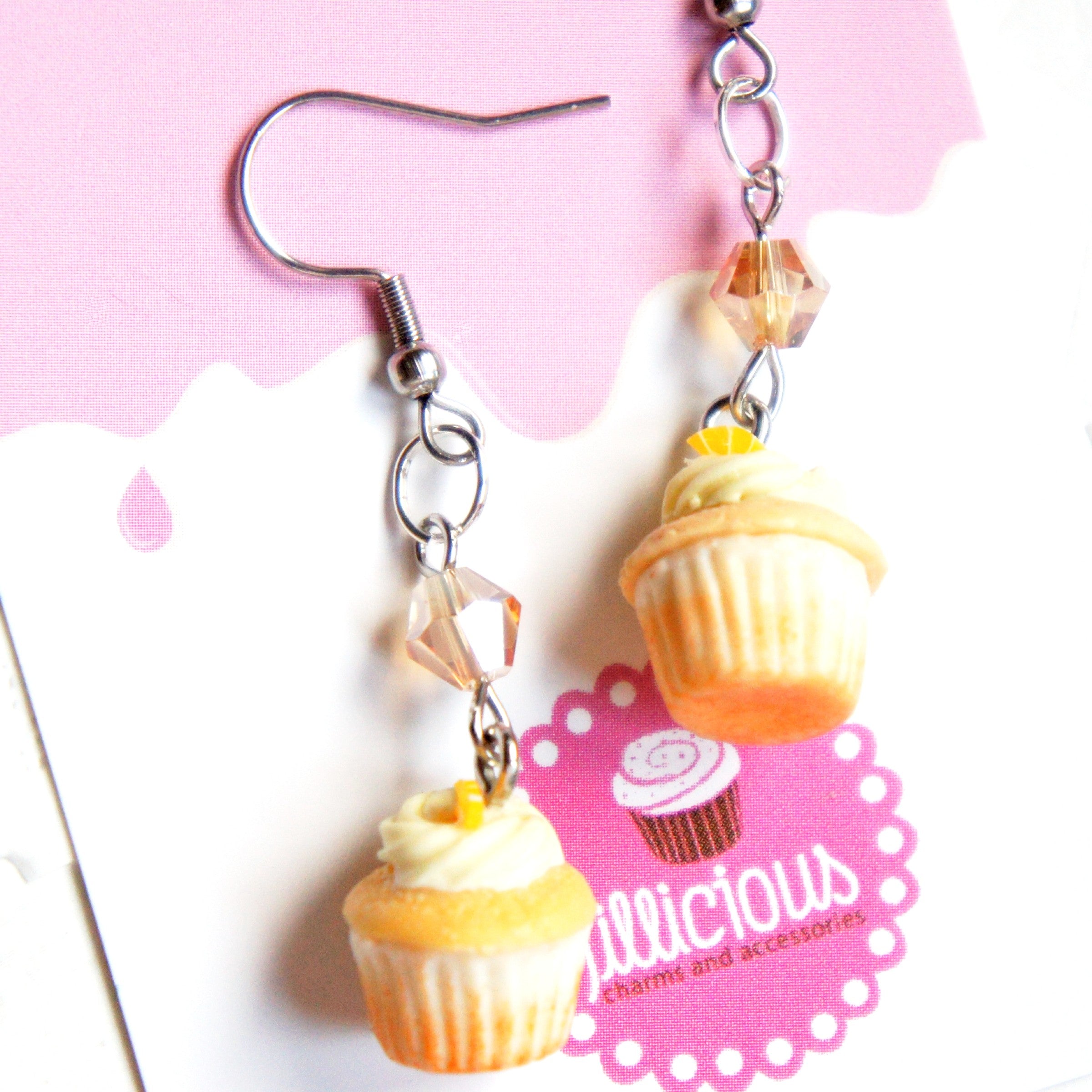 Orange Creamsicle Cupcakes Dangle Earrings