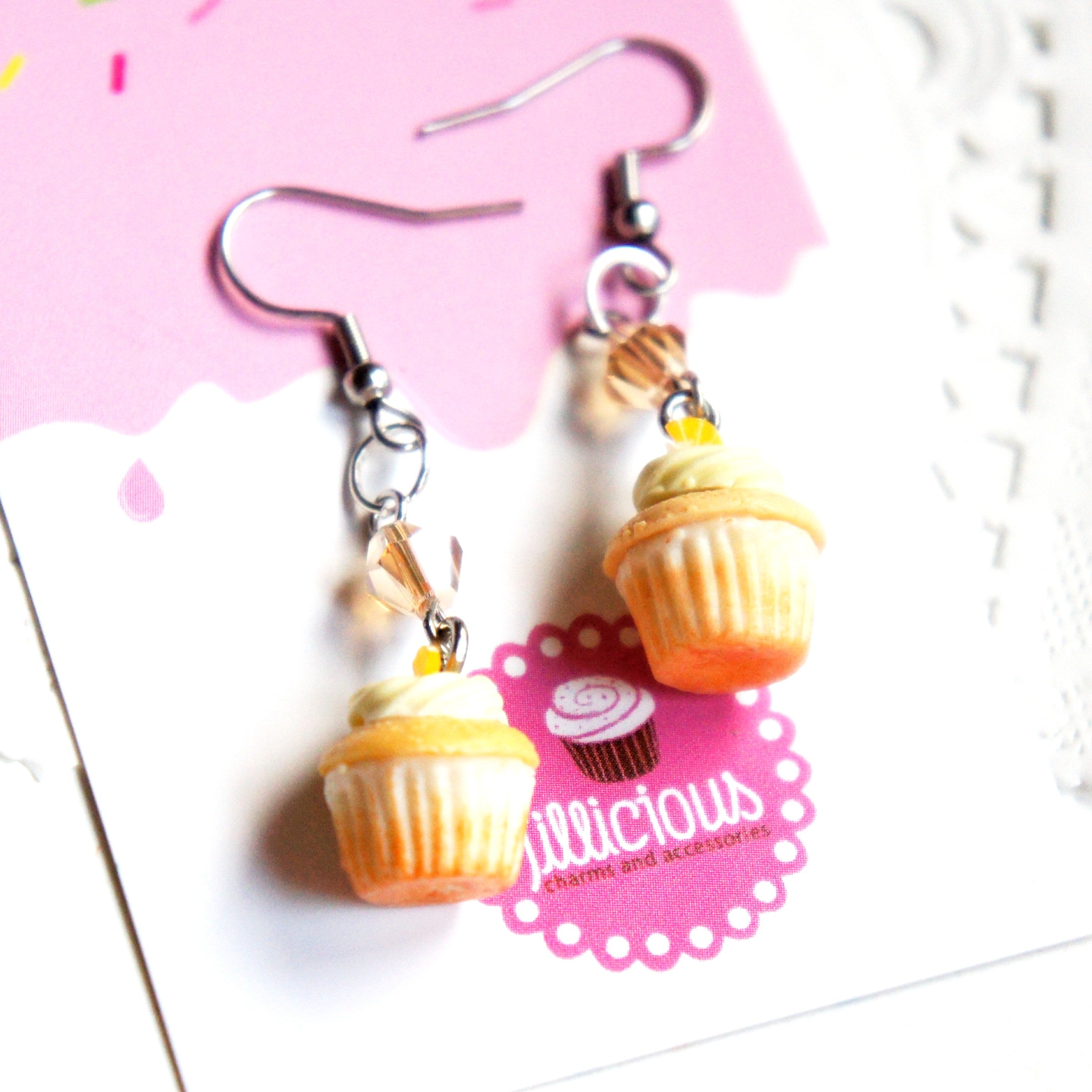 Orange Creamsicle Cupcakes Dangle Earrings