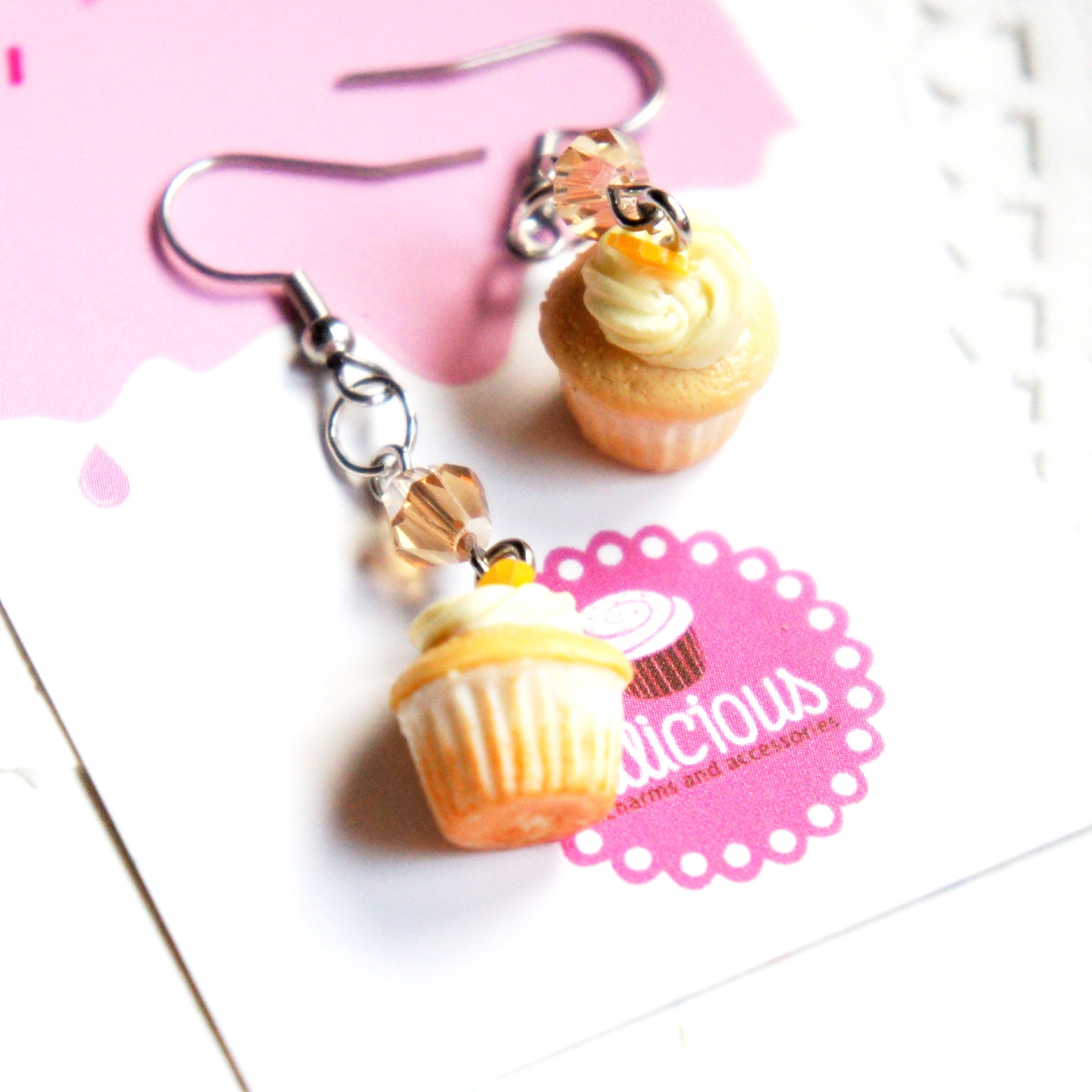 Orange Creamsicle Cupcakes Dangle Earrings