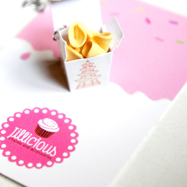 Fortune Cookie Take Out Box Necklace