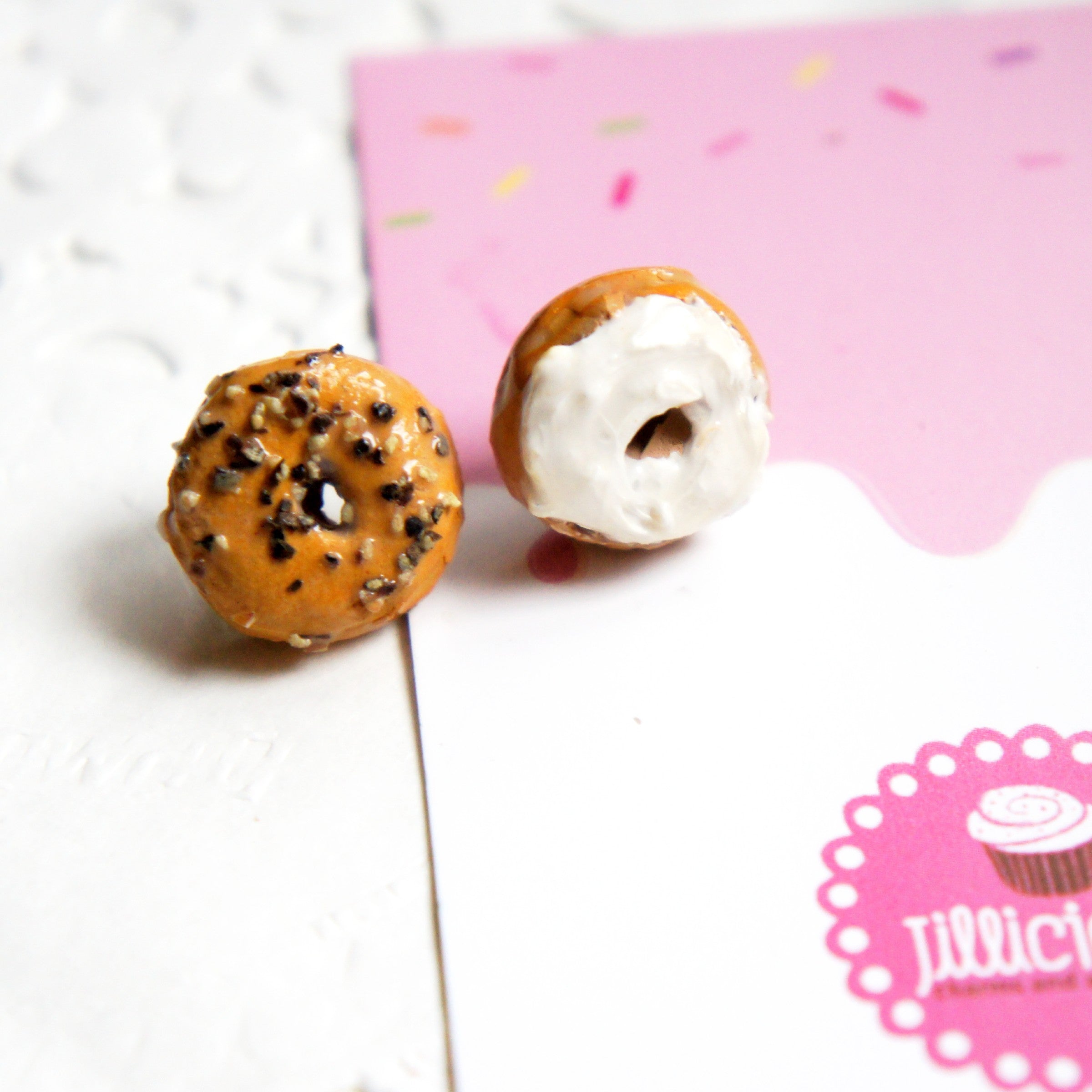 Bagel with cream cheese Stud Earrings