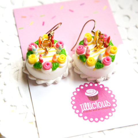 Happy Birthday Cake Dangle Earrings