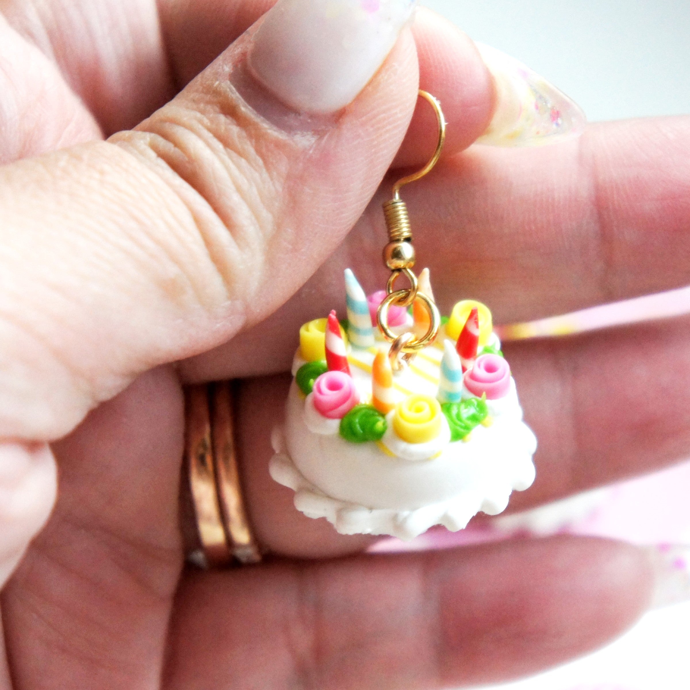 Happy Birthday Cake Dangle Earrings