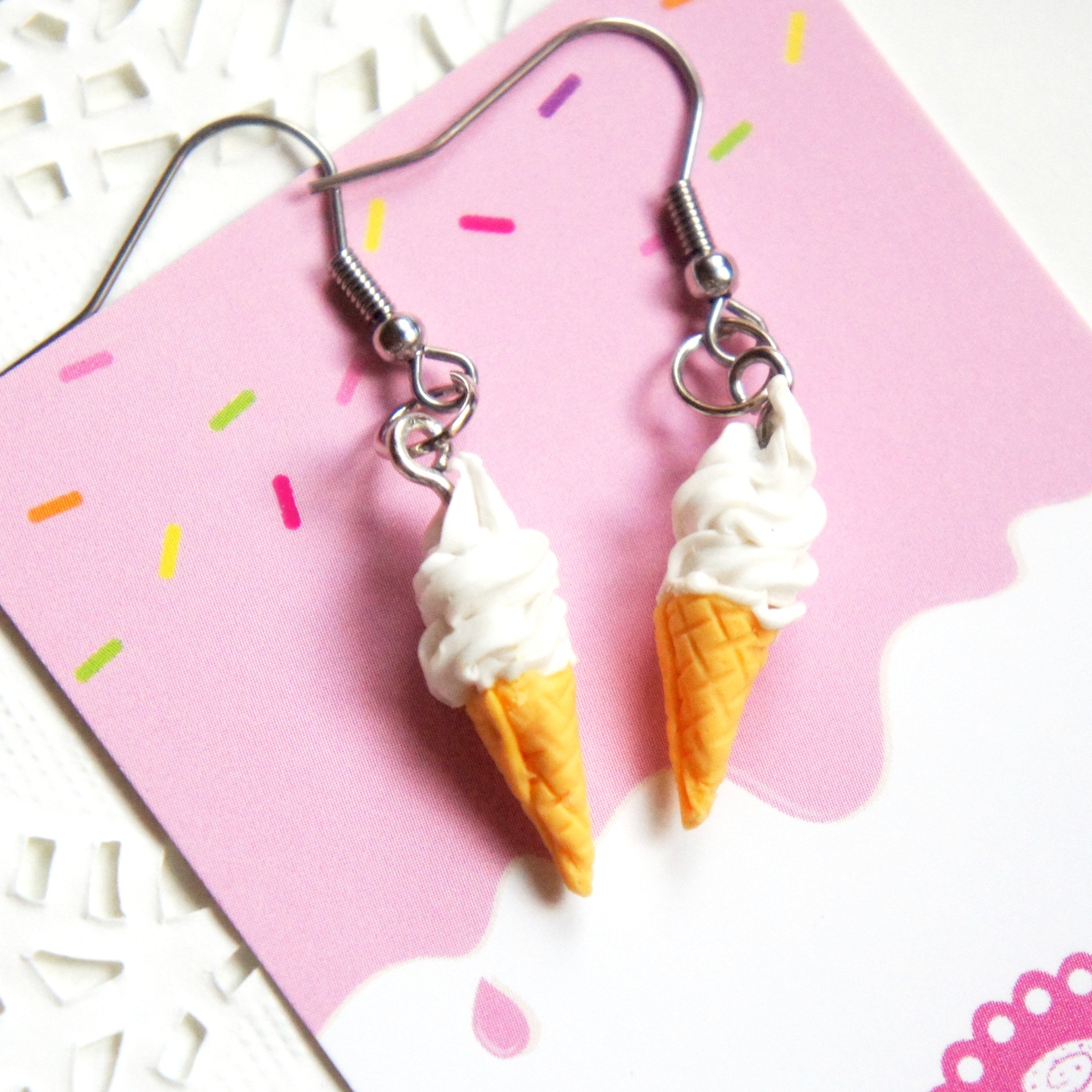 Soft Serve Ice Cream Dangle Earrings