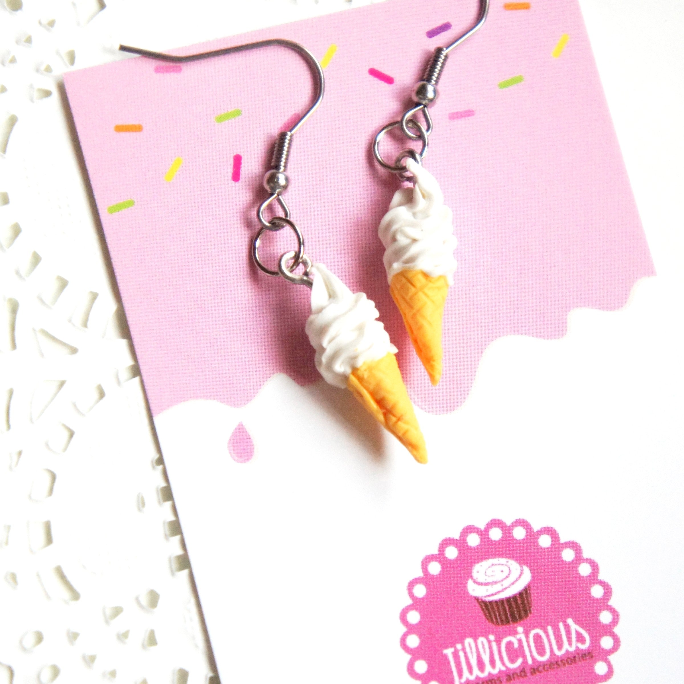 Soft Serve Ice Cream Dangle Earrings