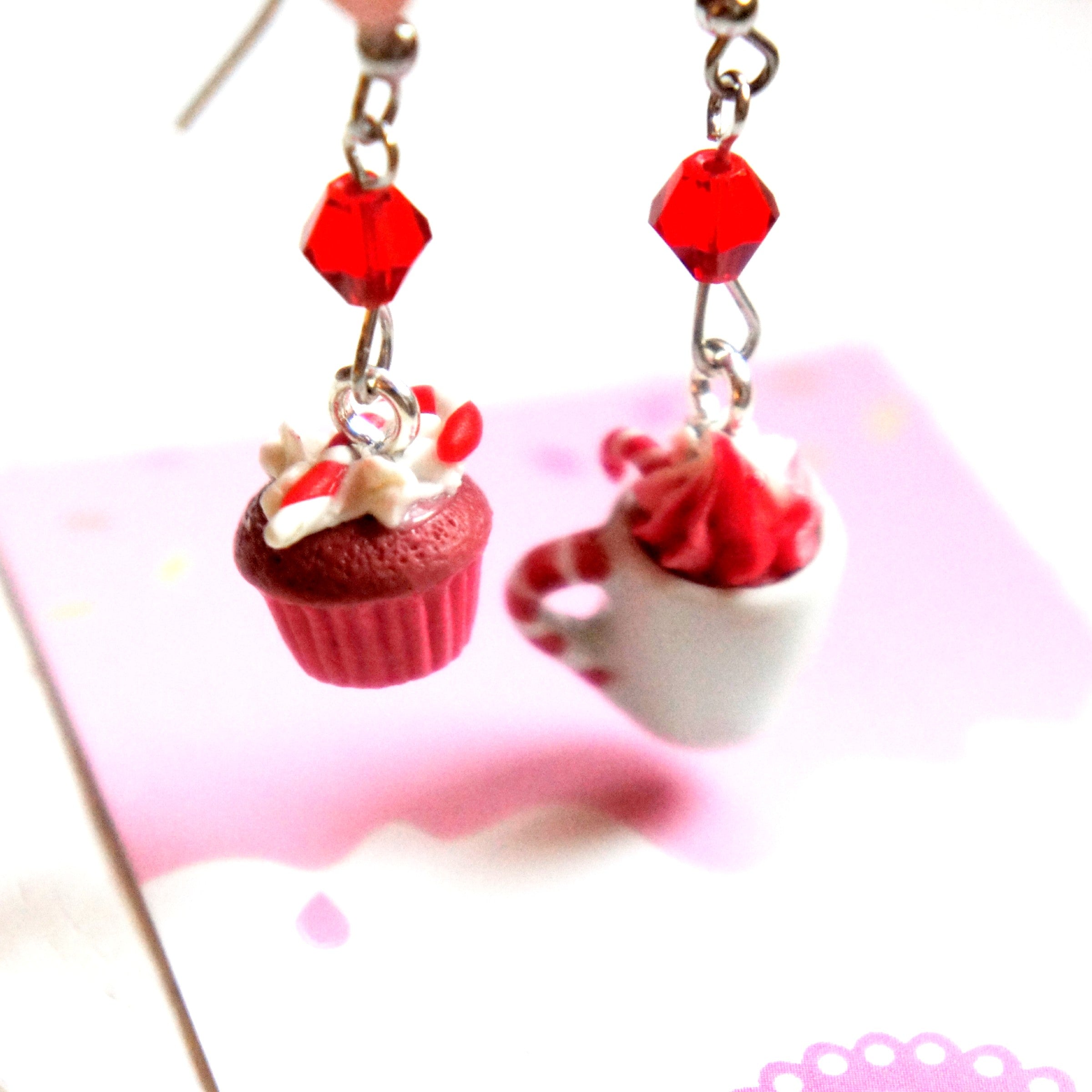 Candycane Cupcake and Hot Cocoa Dangle Earrings