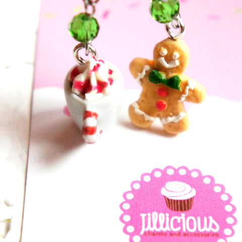 Gingerbread Cookie and Hot Cocoa Dangle Earrings