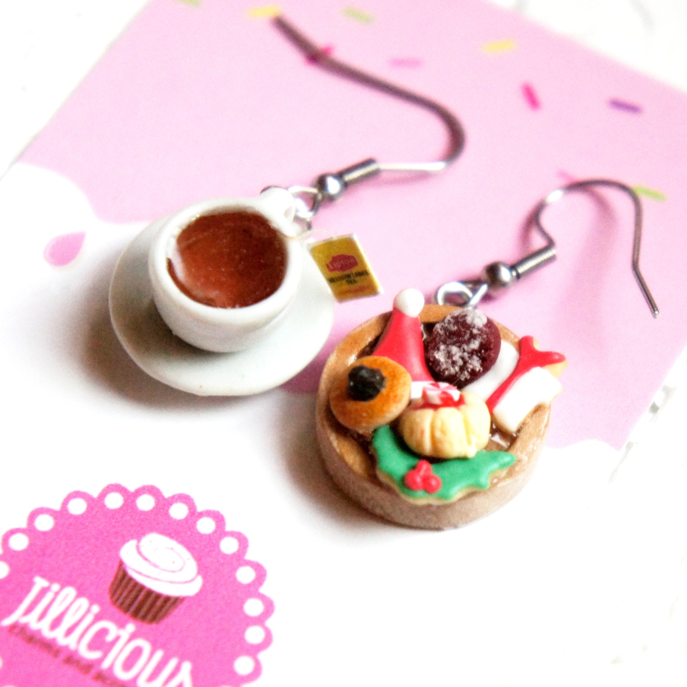 Holiday Cookies Tray and  Tea Dangle Earrings