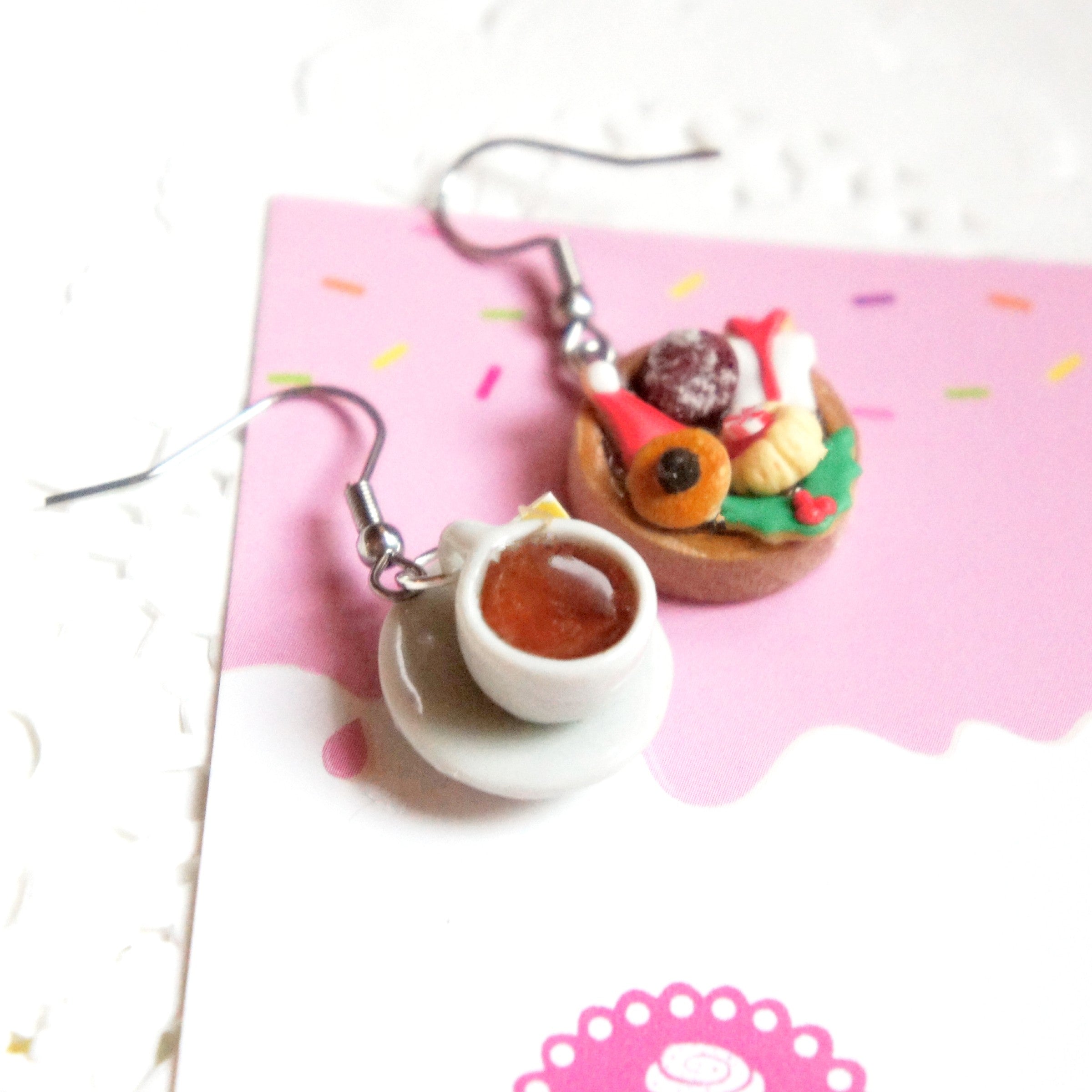 Holiday Cookies Tray and  Tea Dangle Earrings