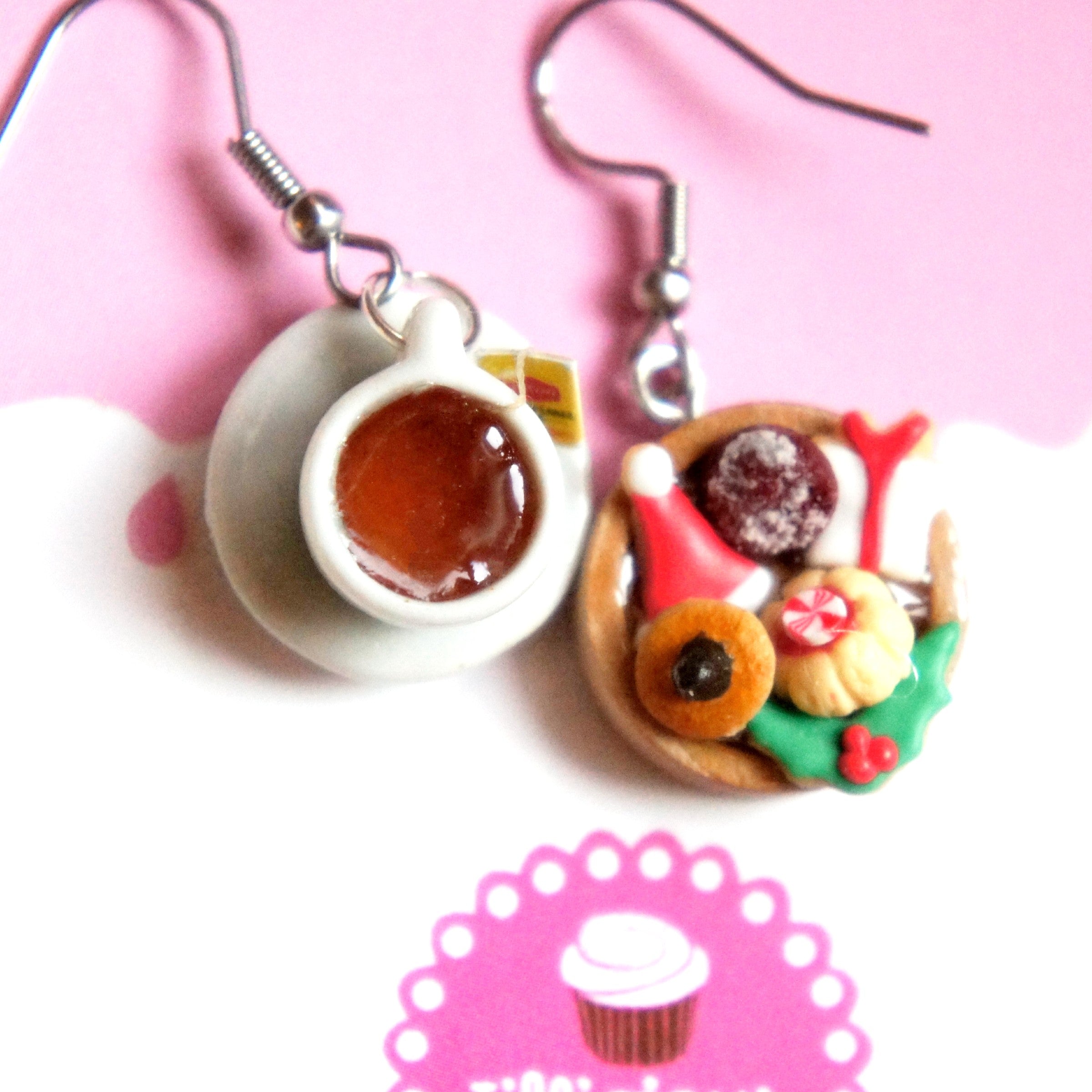 Holiday Cookies Tray and  Tea Dangle Earrings