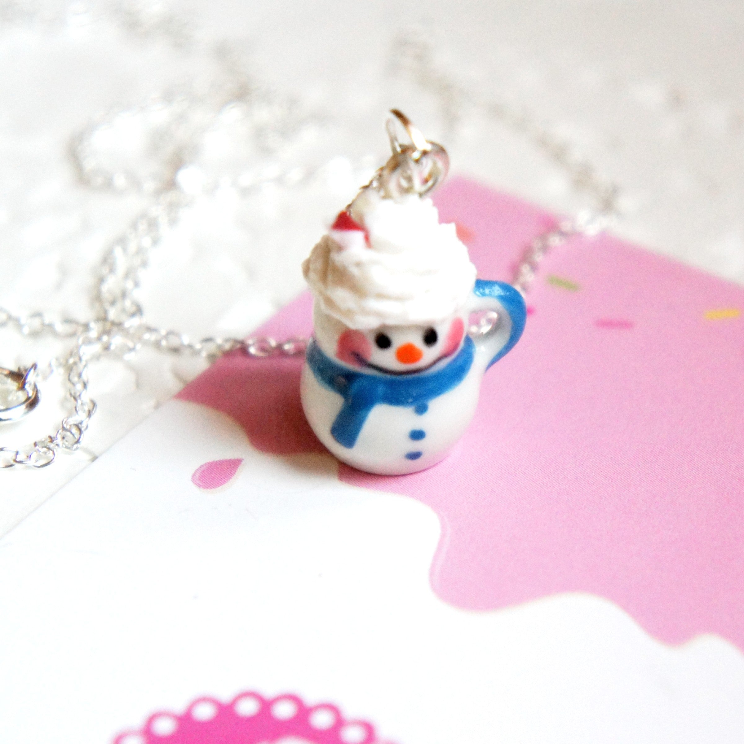 Hot Chocolate Snowman Mug Necklace