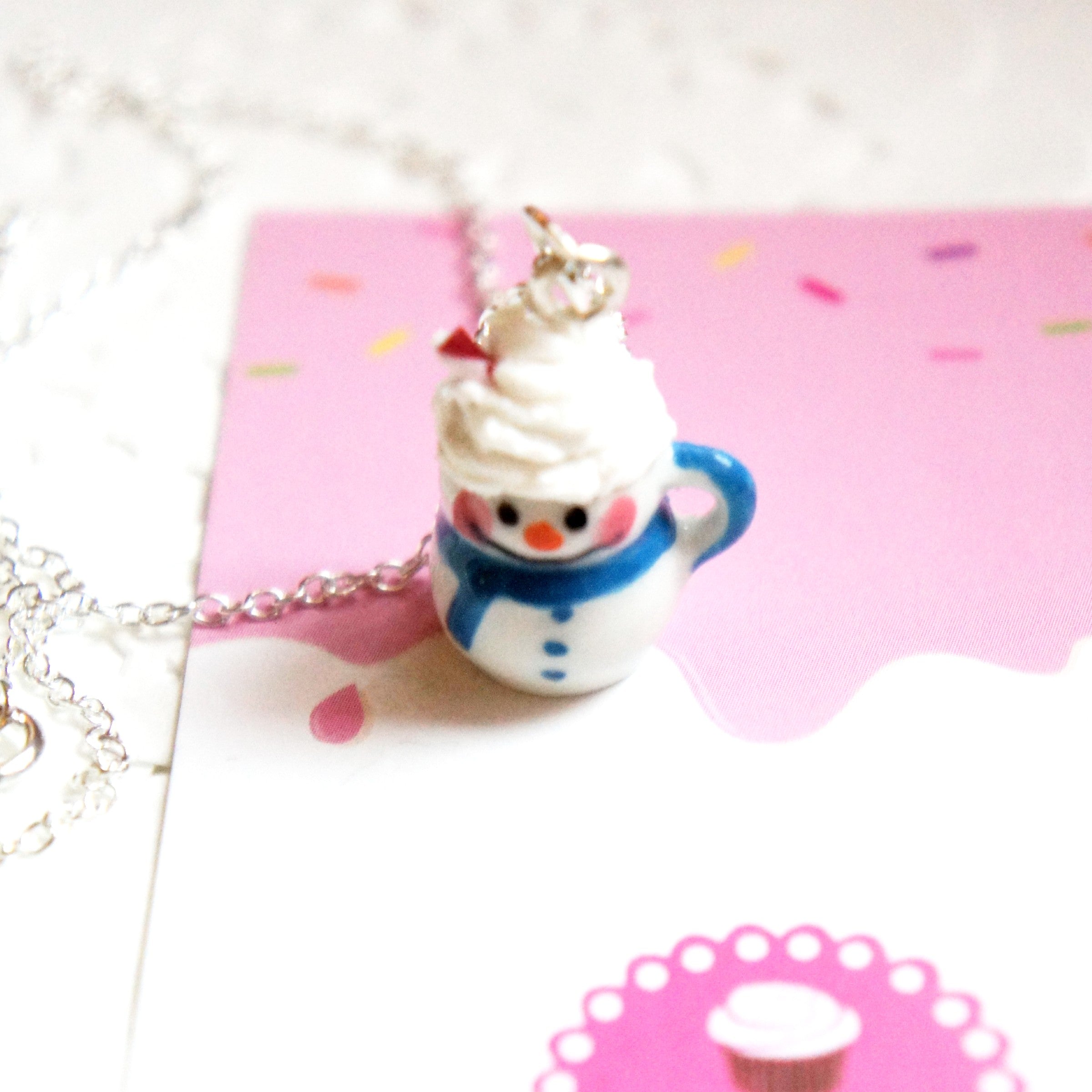 Hot Chocolate Snowman Mug Necklace