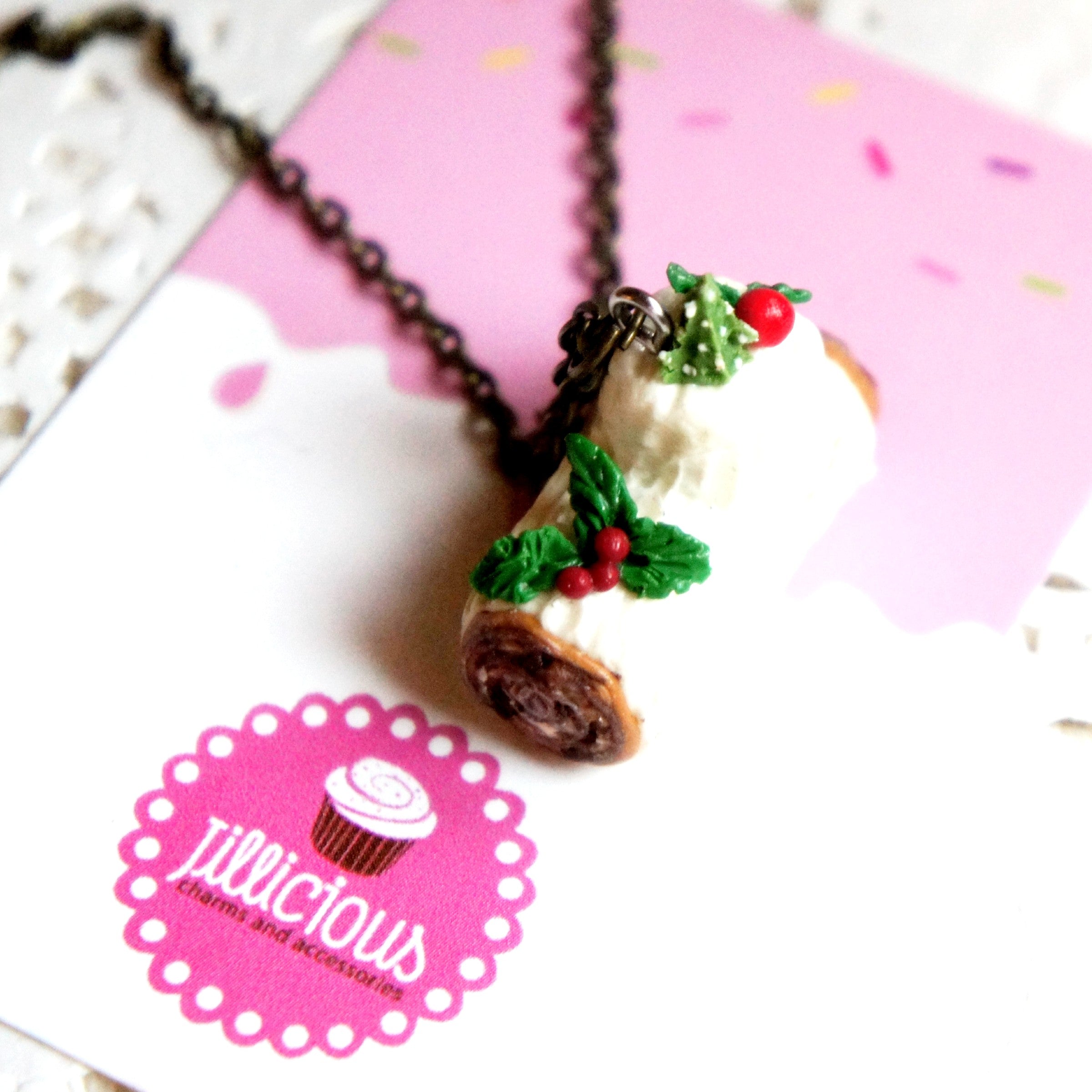 Christmas Yule Log Necklace