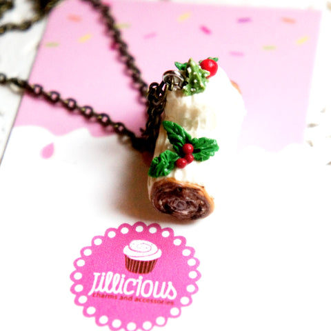 Christmas Yule Log Necklace