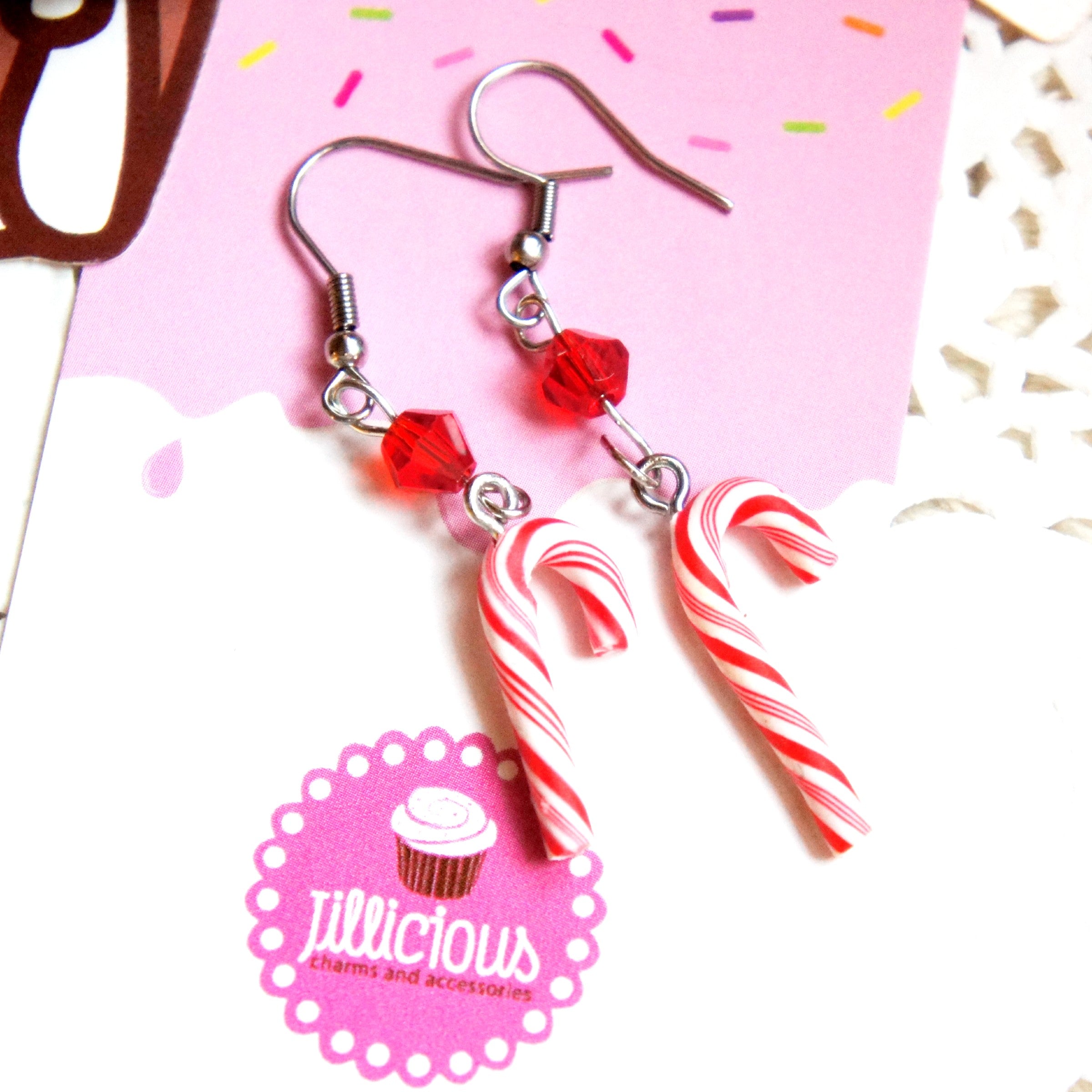 Candy Cane Dangle Earrings