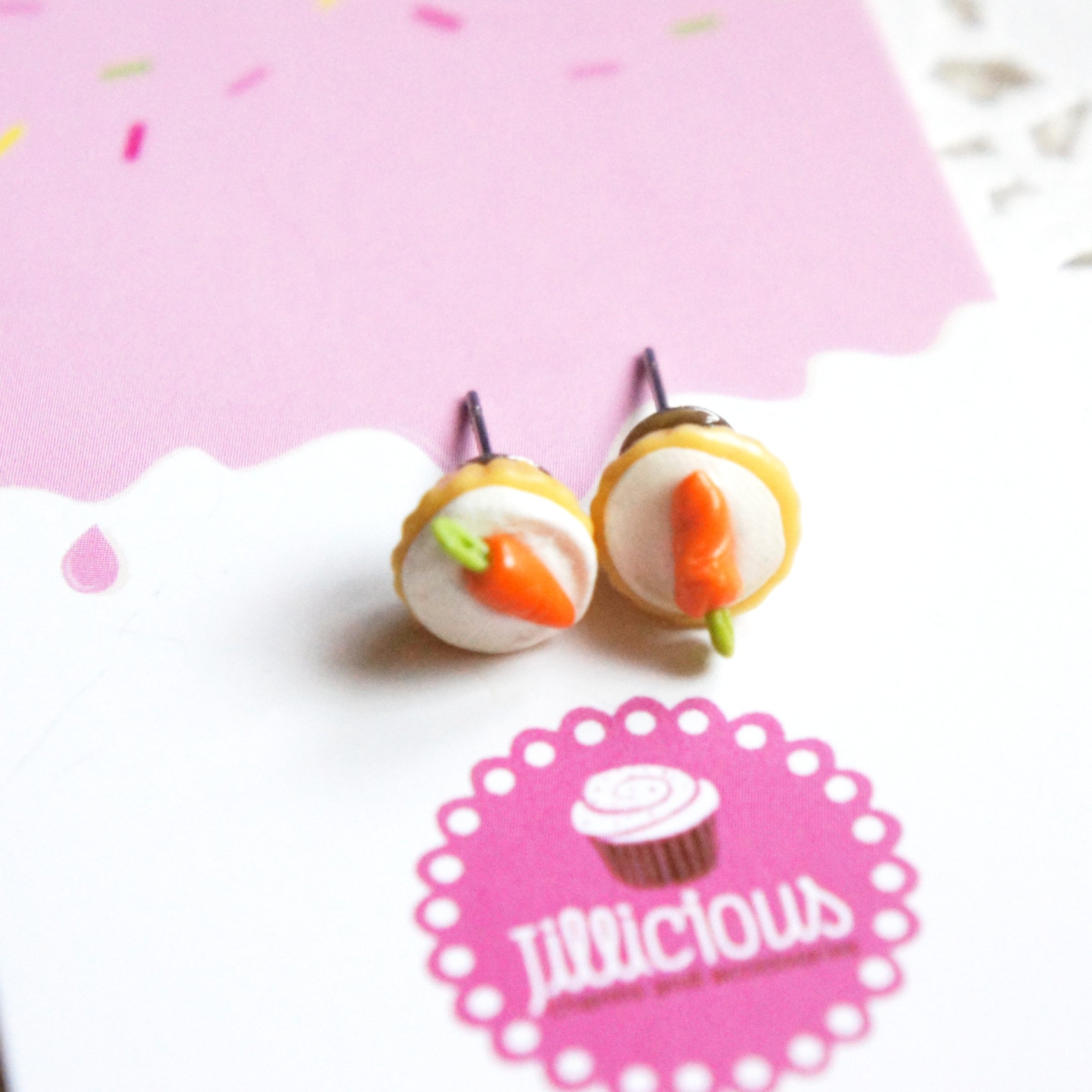 Carrot Cupcake Stud Earrings