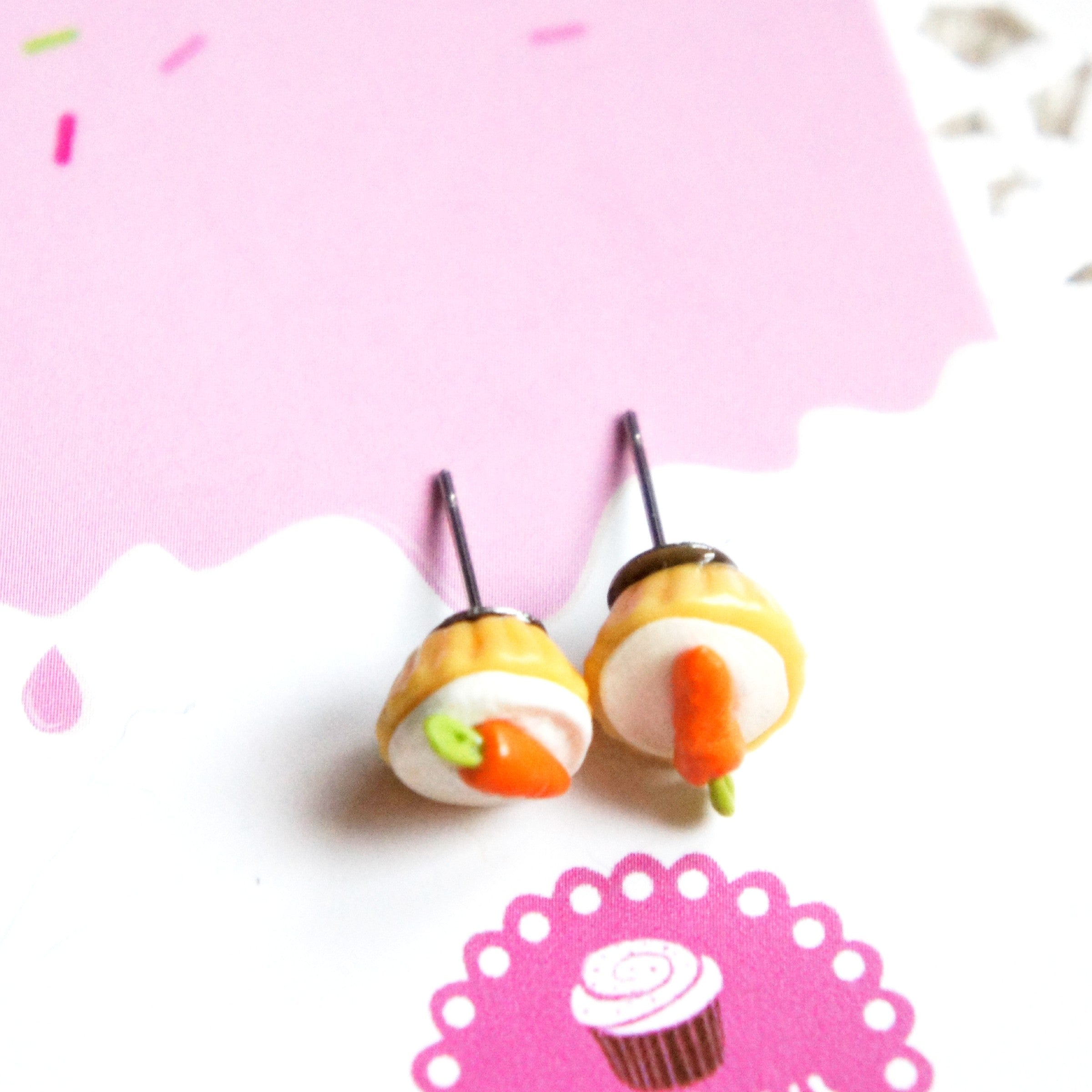 Carrot Cupcake Stud Earrings