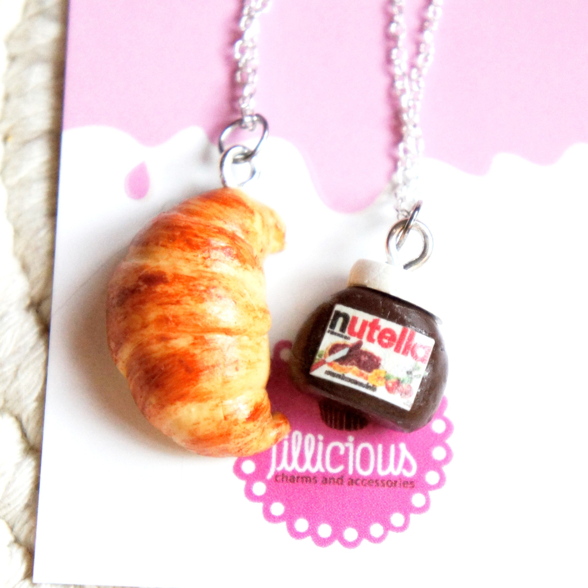 Nutella and Croissant Friendship Necklace Set