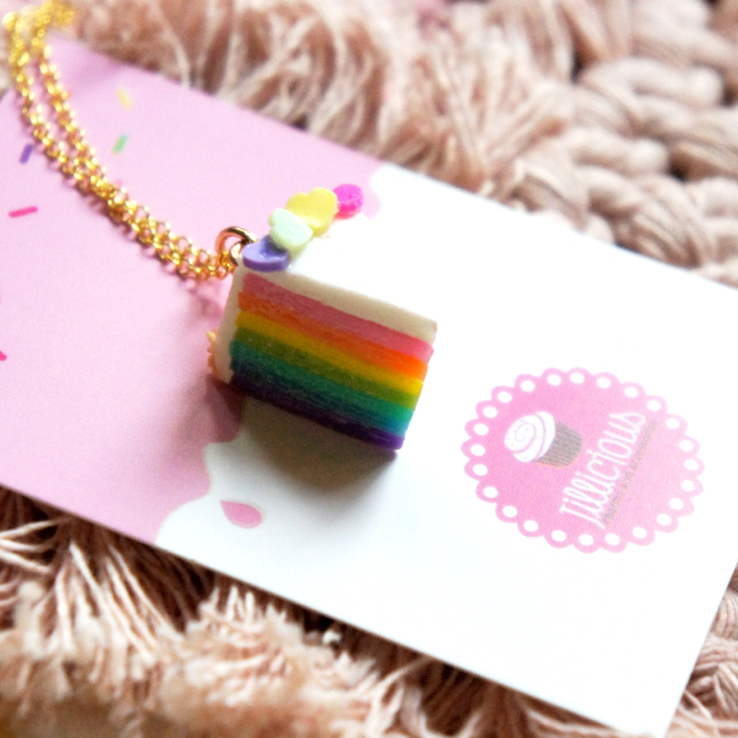 Hearts Rainbow Cake Necklace