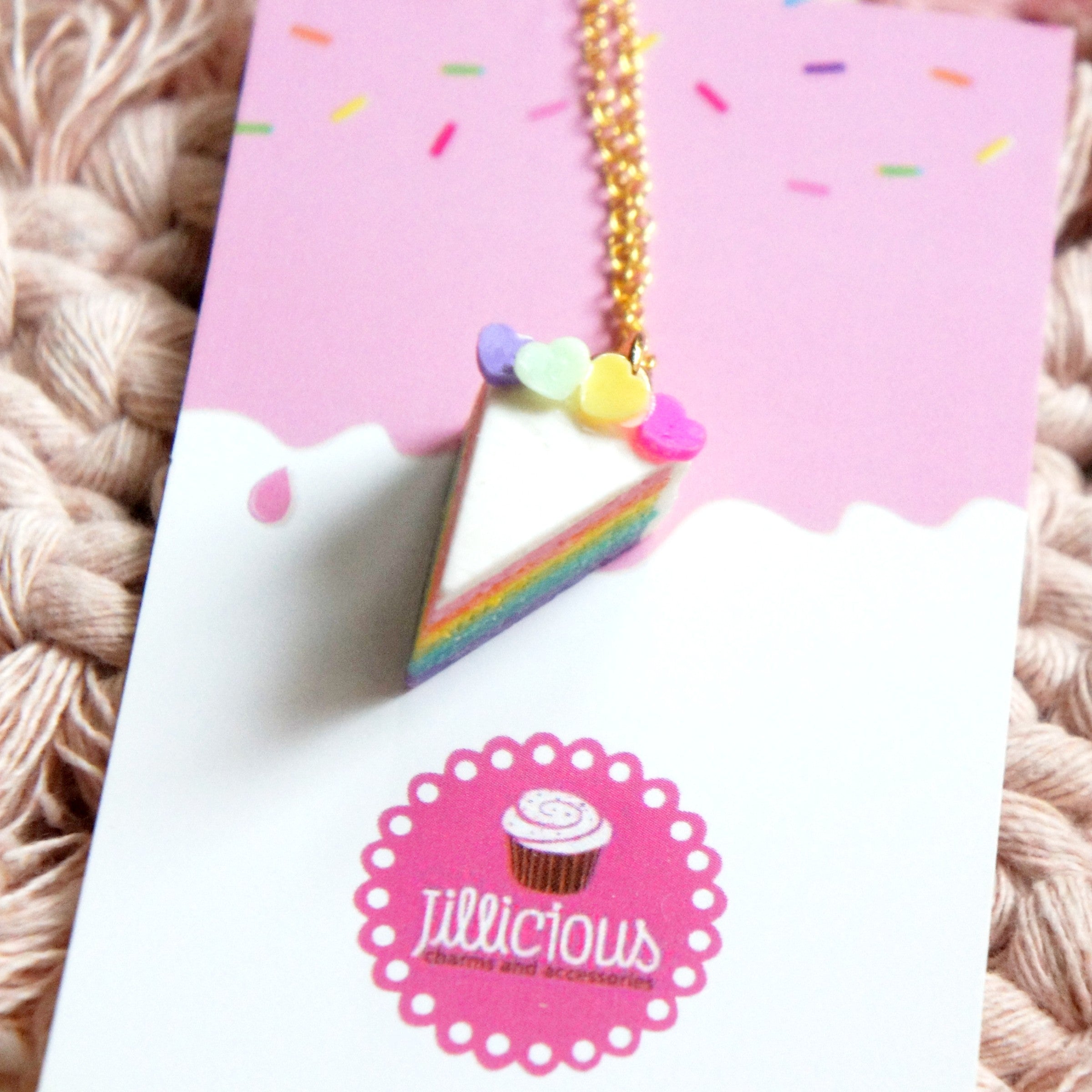 Hearts Rainbow Cake Necklace