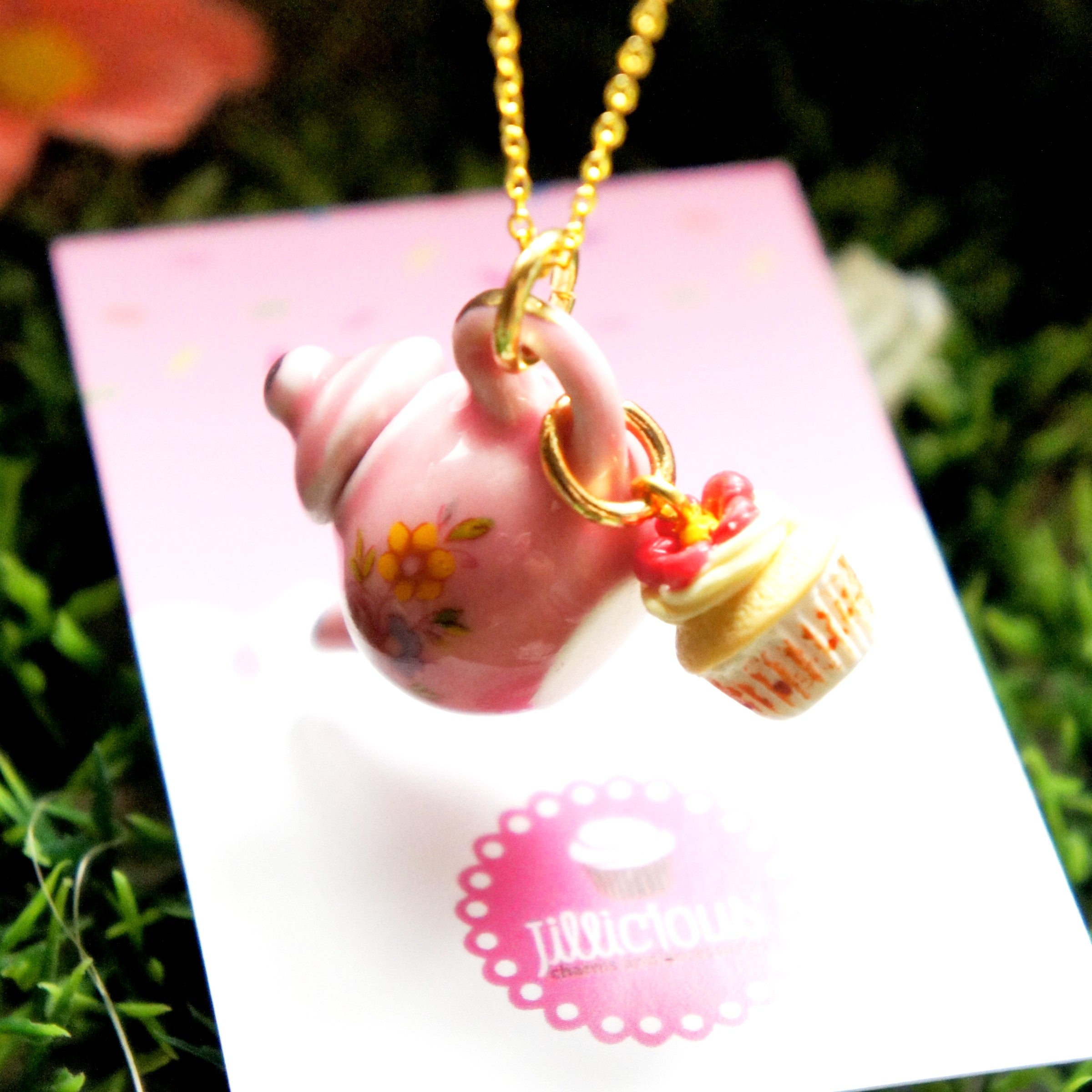 Spring Garden Teapot Necklace