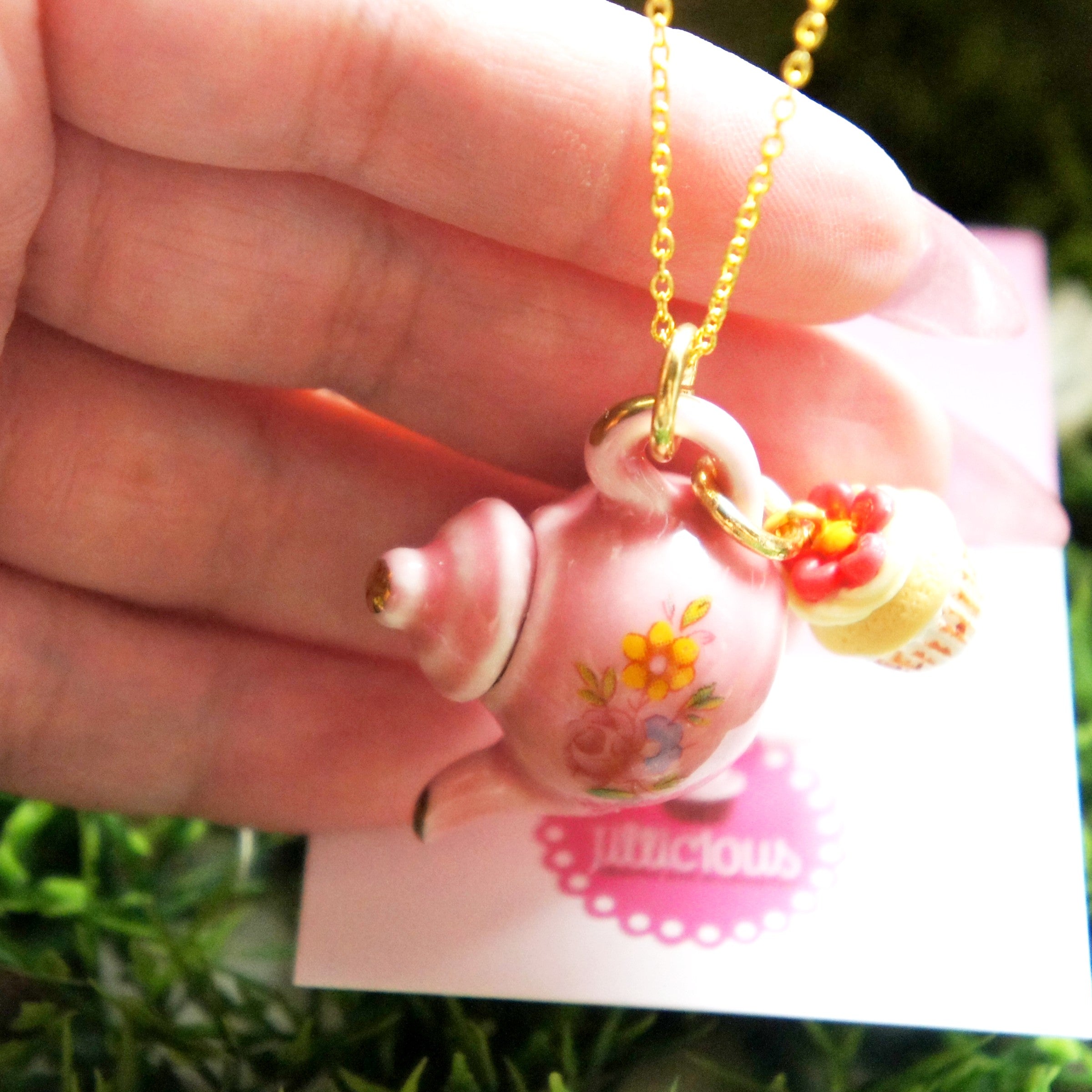 Spring Garden Teapot Necklace