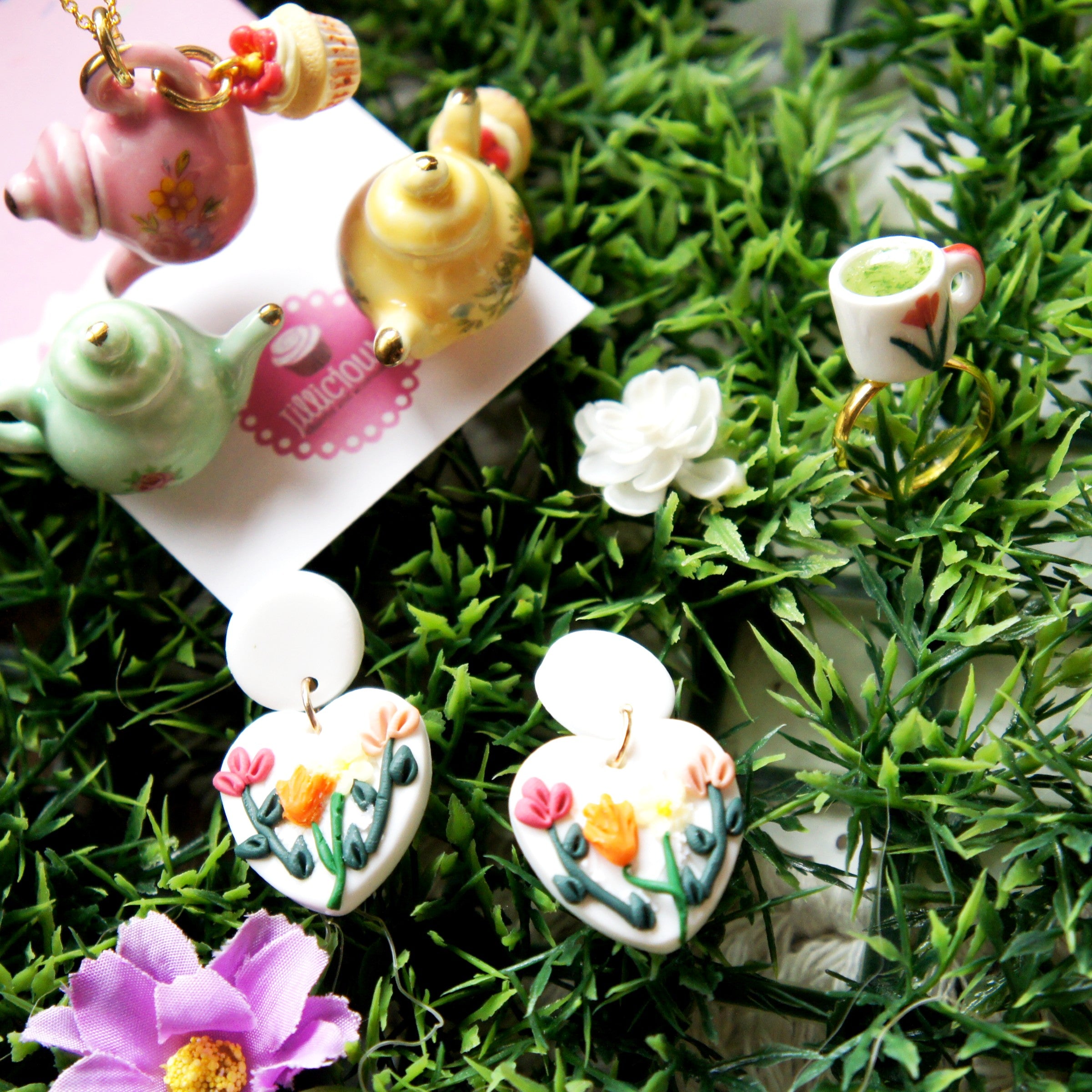 Spring Garden Teapot Necklace