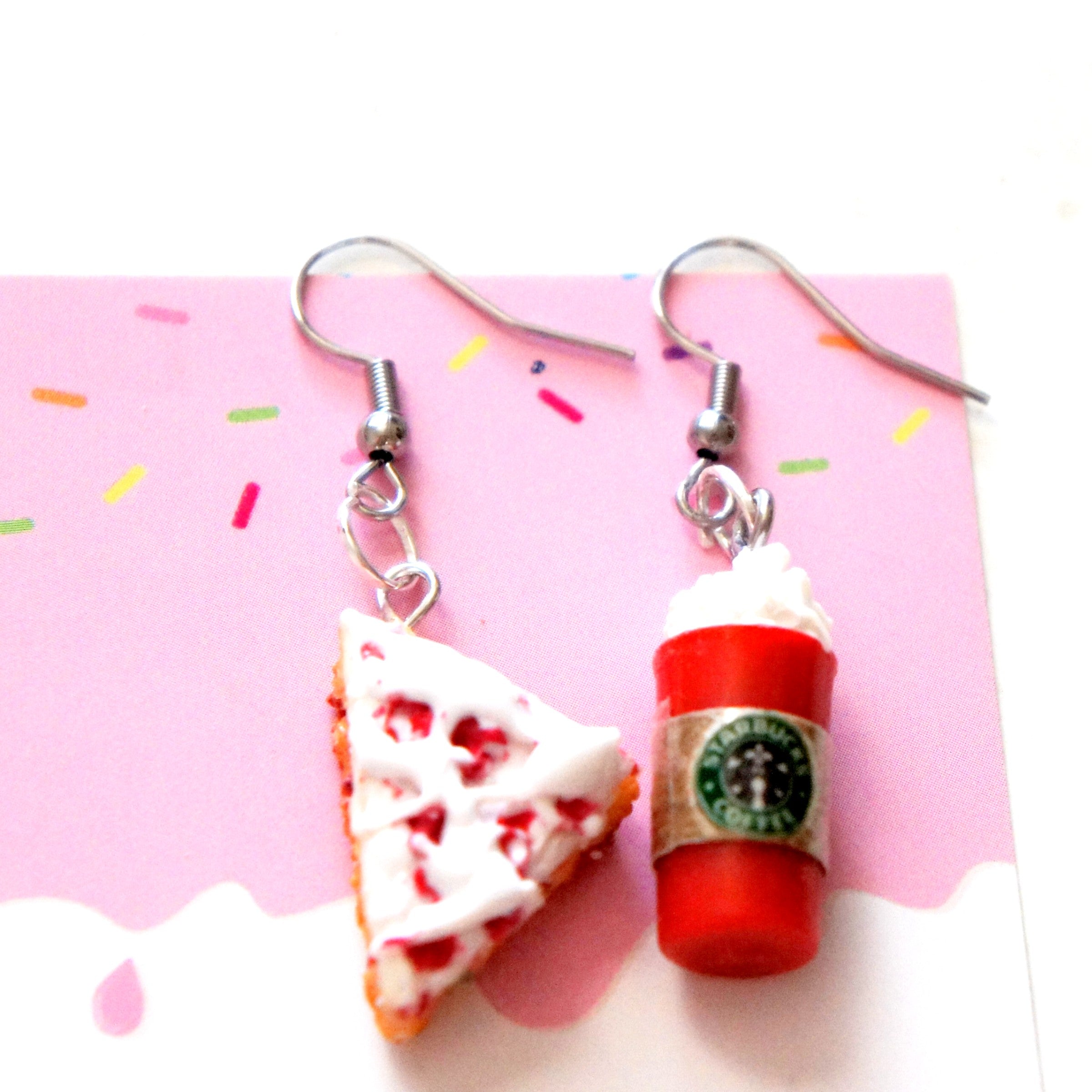 Cranberry Bar and Red Cup Dangle Earrings