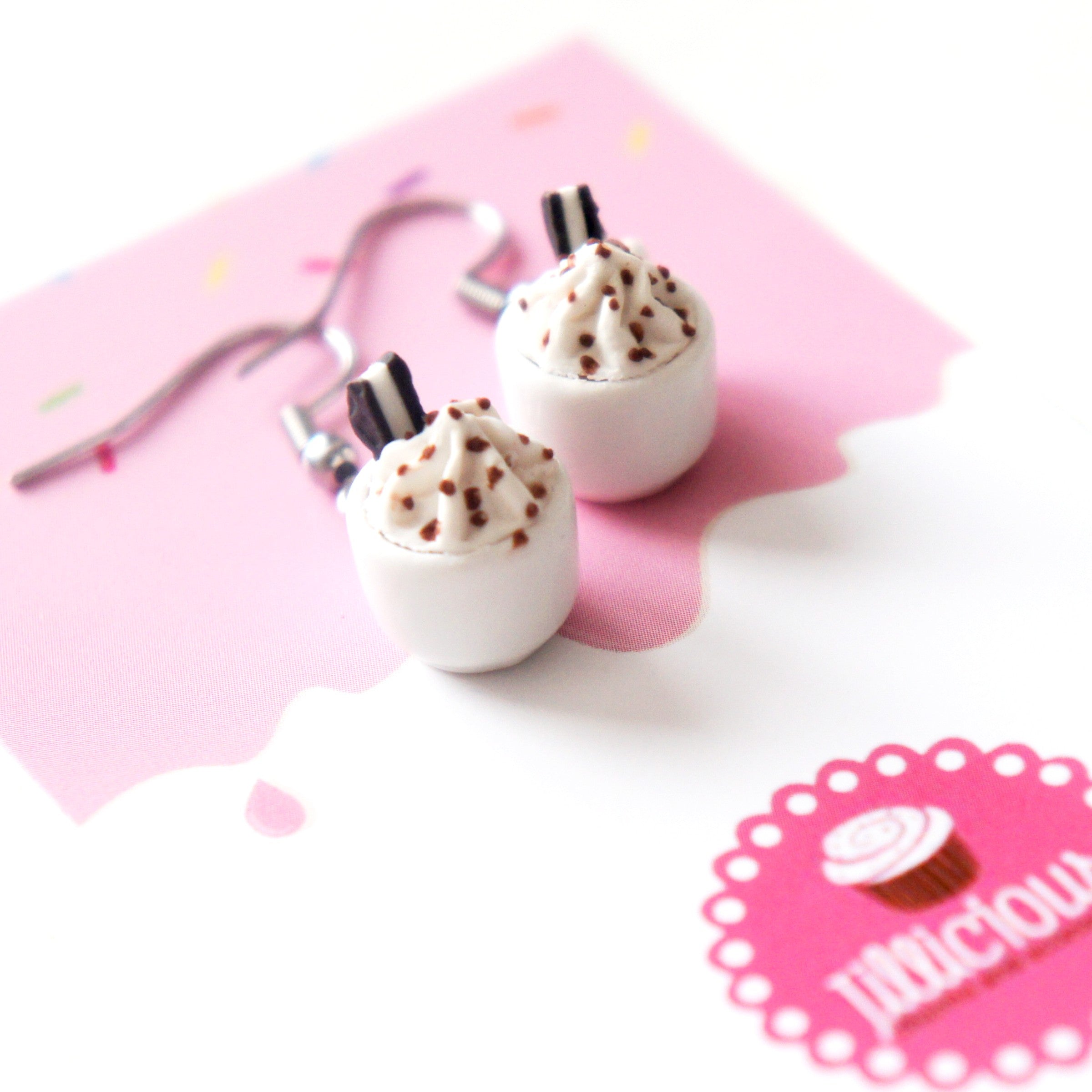 Cookies and Cream Cup Dangle Earrings
