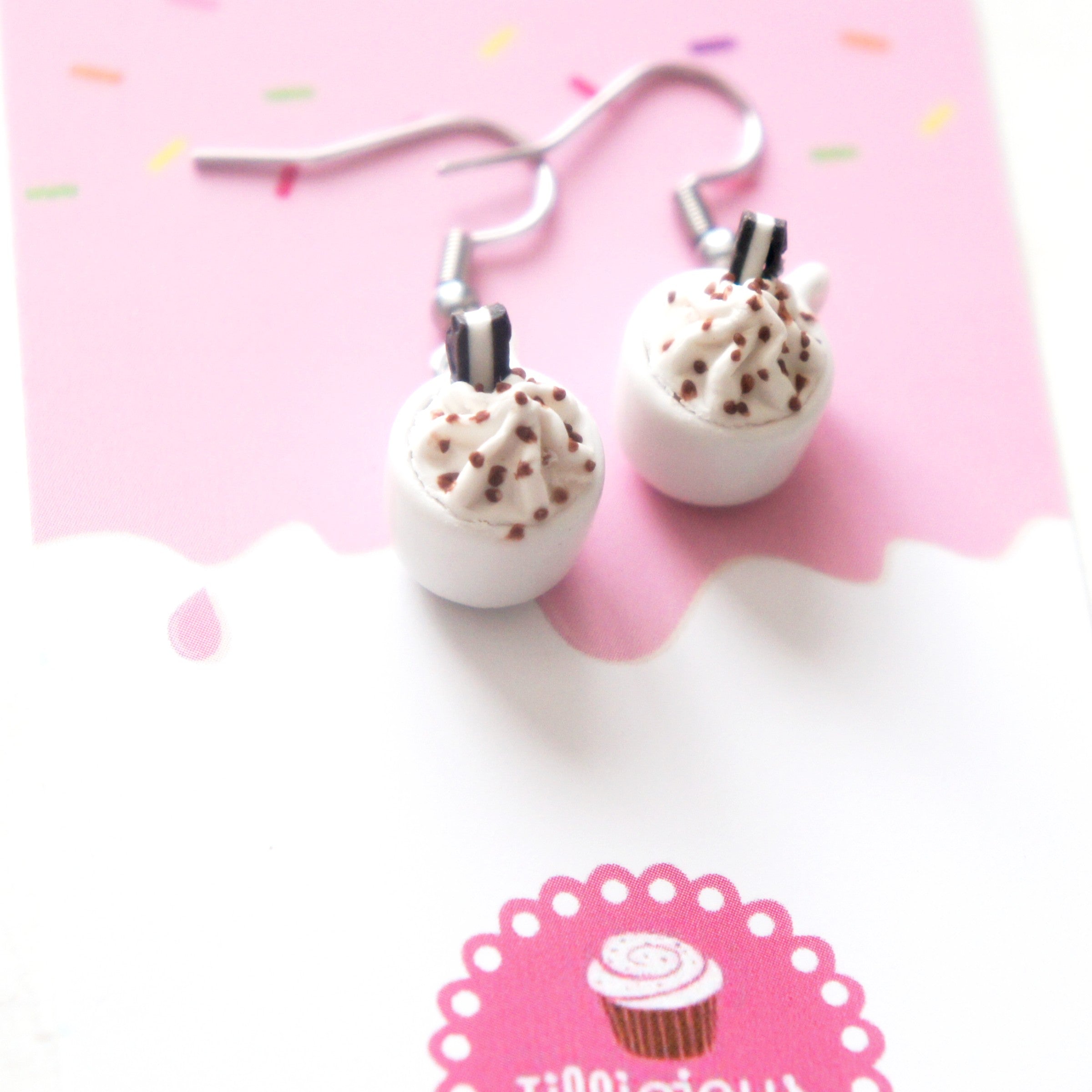 Cookies and Cream Cup Dangle Earrings
